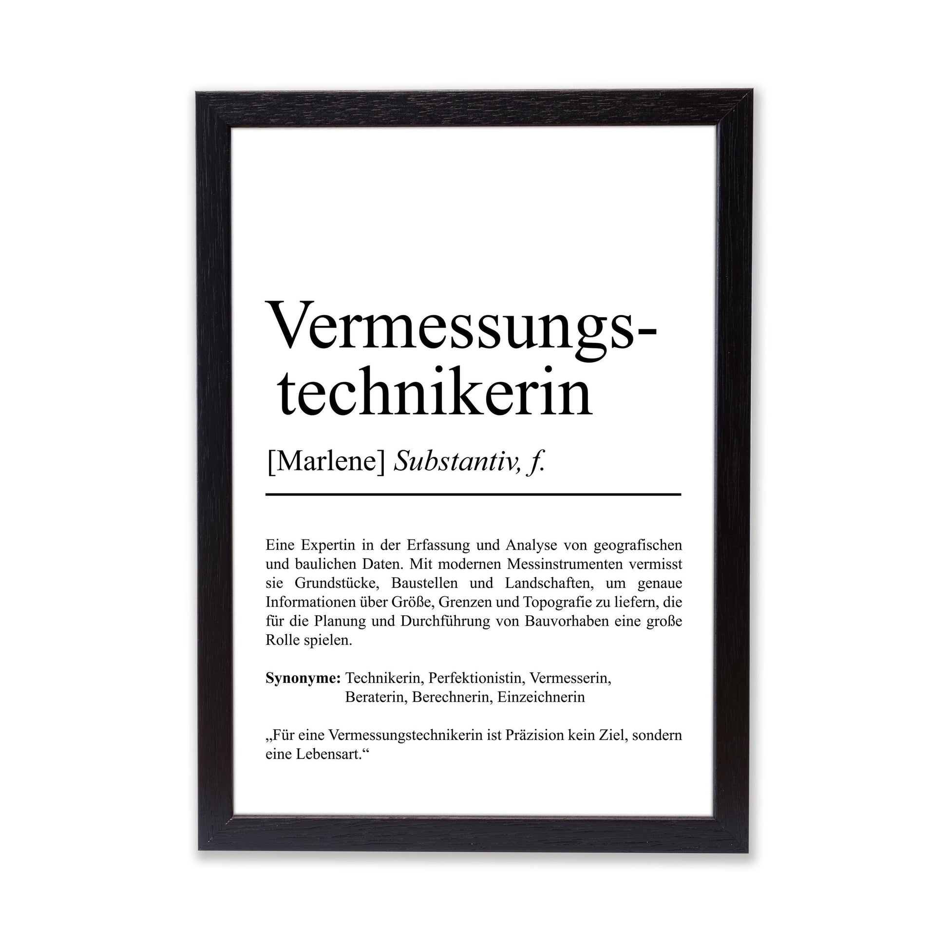 Vermessungstechnikerin Definition Poster personalisierbar mit Namen Beruf Poster Vermesserin Geschenk Einzug Geburtstag Geschenk Vermesserin