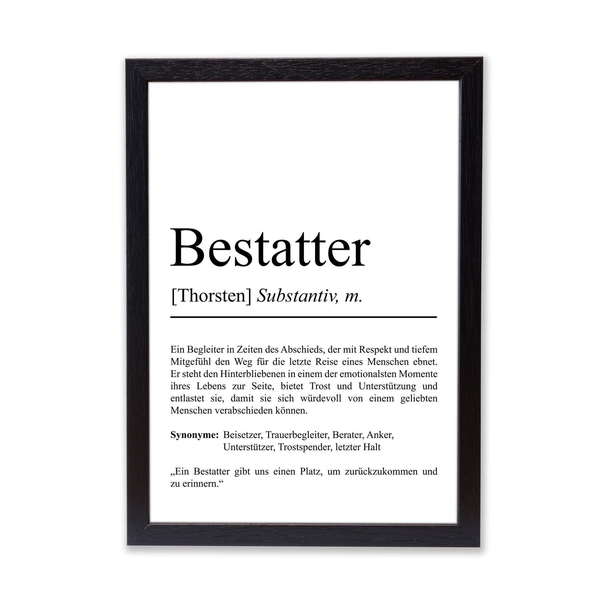 Bestatter Definition Poster personalisierbar mit Namen Beruf Poster Bestatter Geschenk Einzug Geburtstag Geschenk Bestatter Poster Beruf