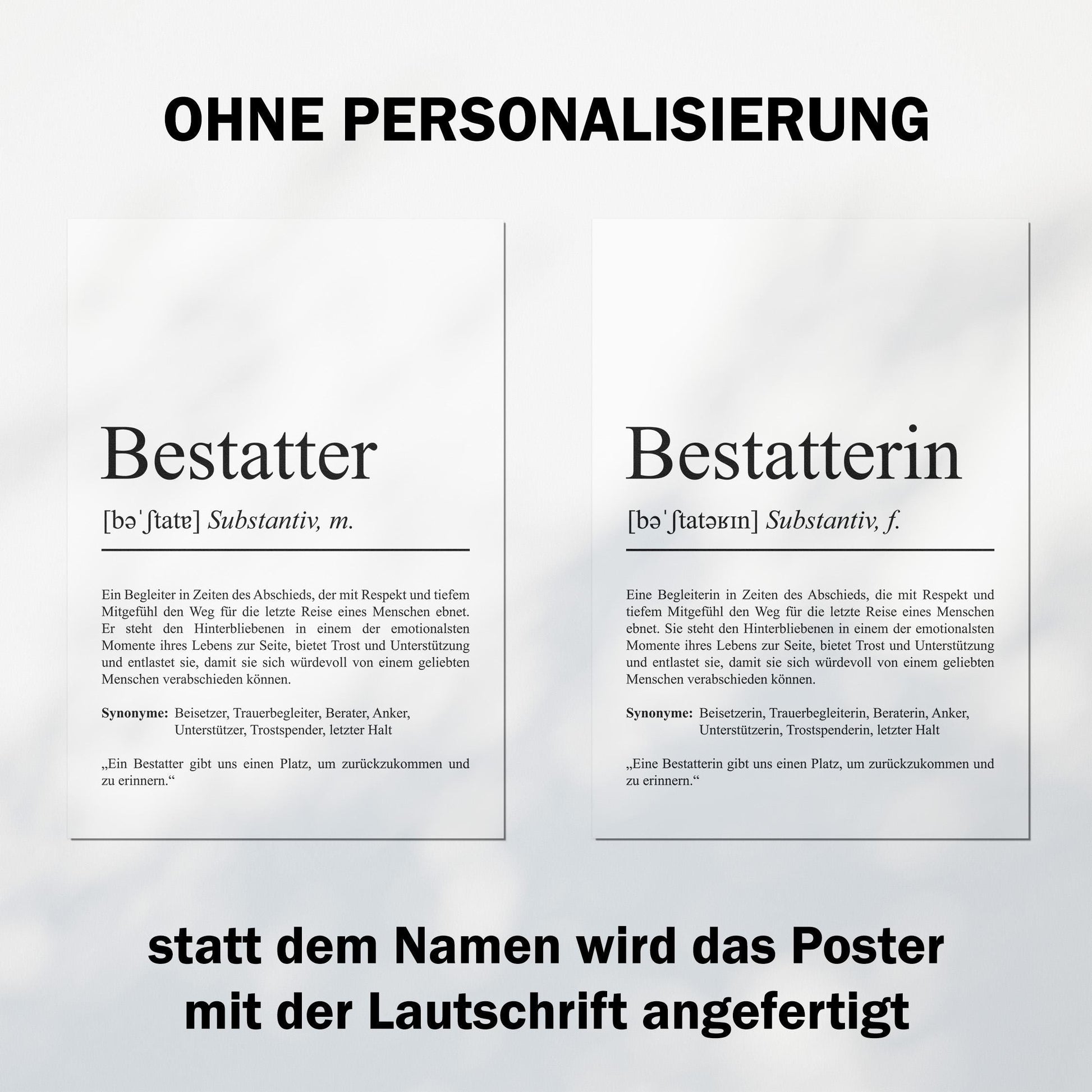 Bestatter Definition Poster personalisierbar mit Namen Beruf Poster Bestatter Geschenk Einzug Geburtstag Geschenk Bestatter Poster Beruf