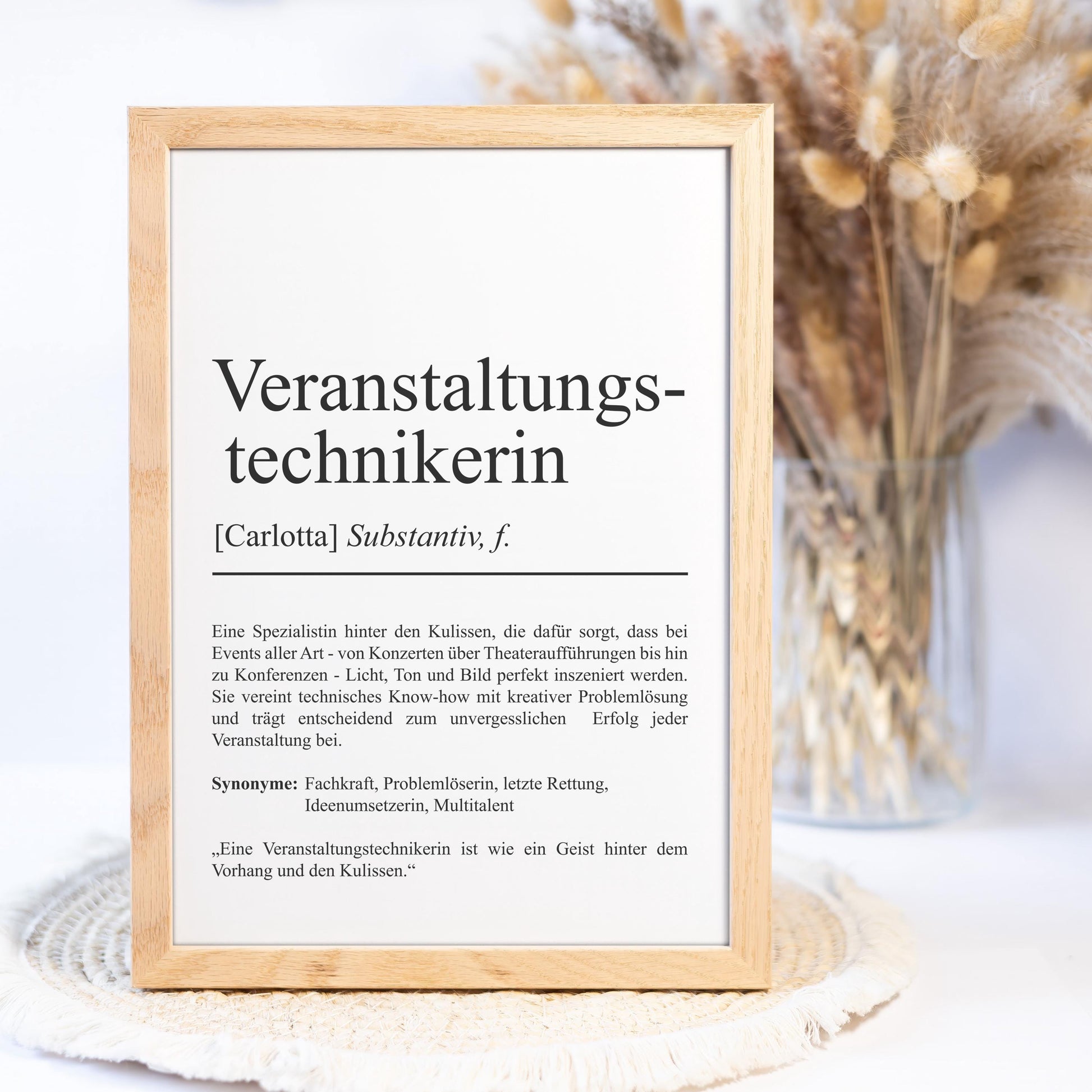 Veranstaltungstechniker Definition Poster personalisierbar mit Namen Beruf Poster Techniker Geschenk Einzug Geburtstag Geschenk Techniker