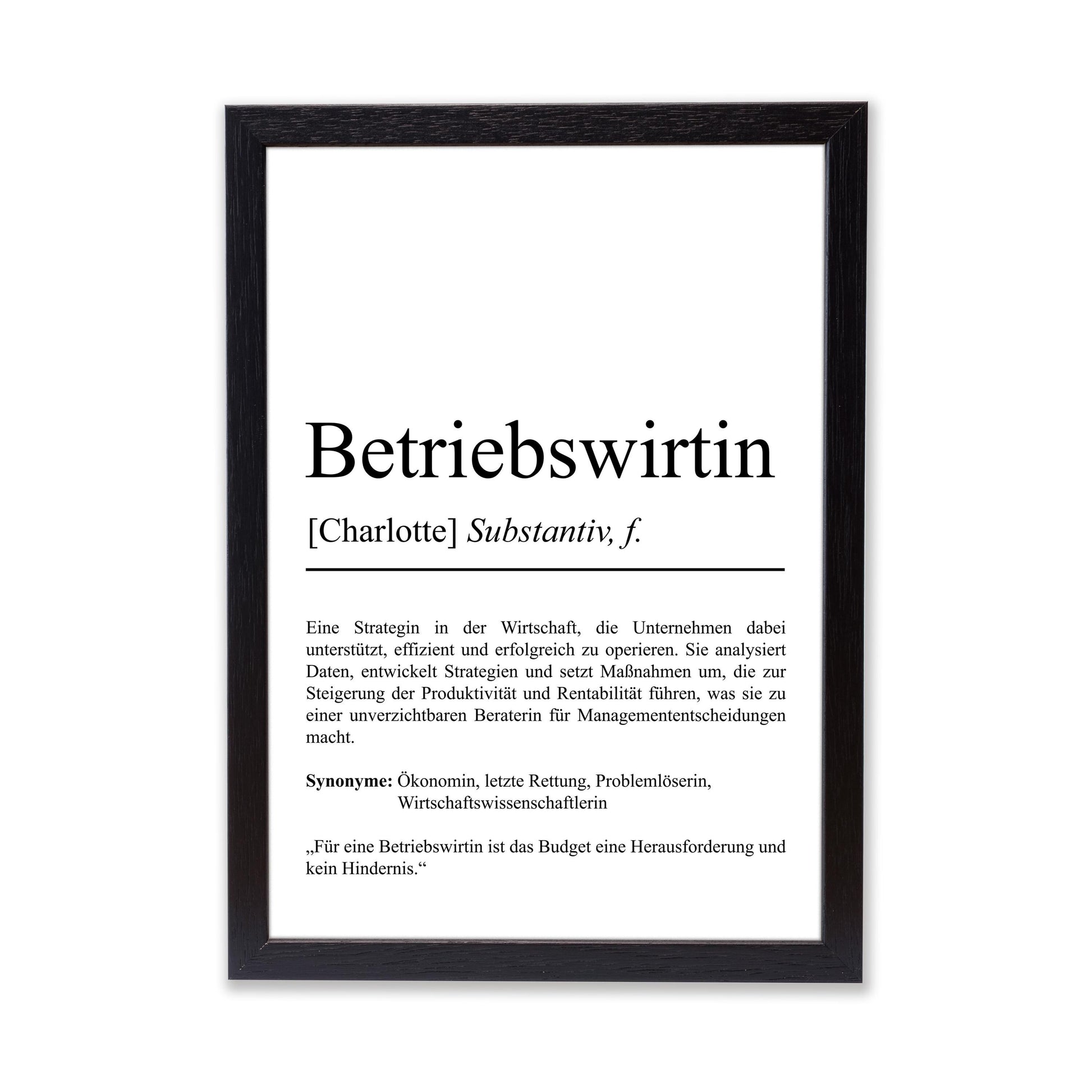 Betriebswirtin Definition Poster personalisierbar mit Namen Beruf Poster Betriebswirtin Geschenk Einzug Geburtstag Geschenk Betriebswirtin