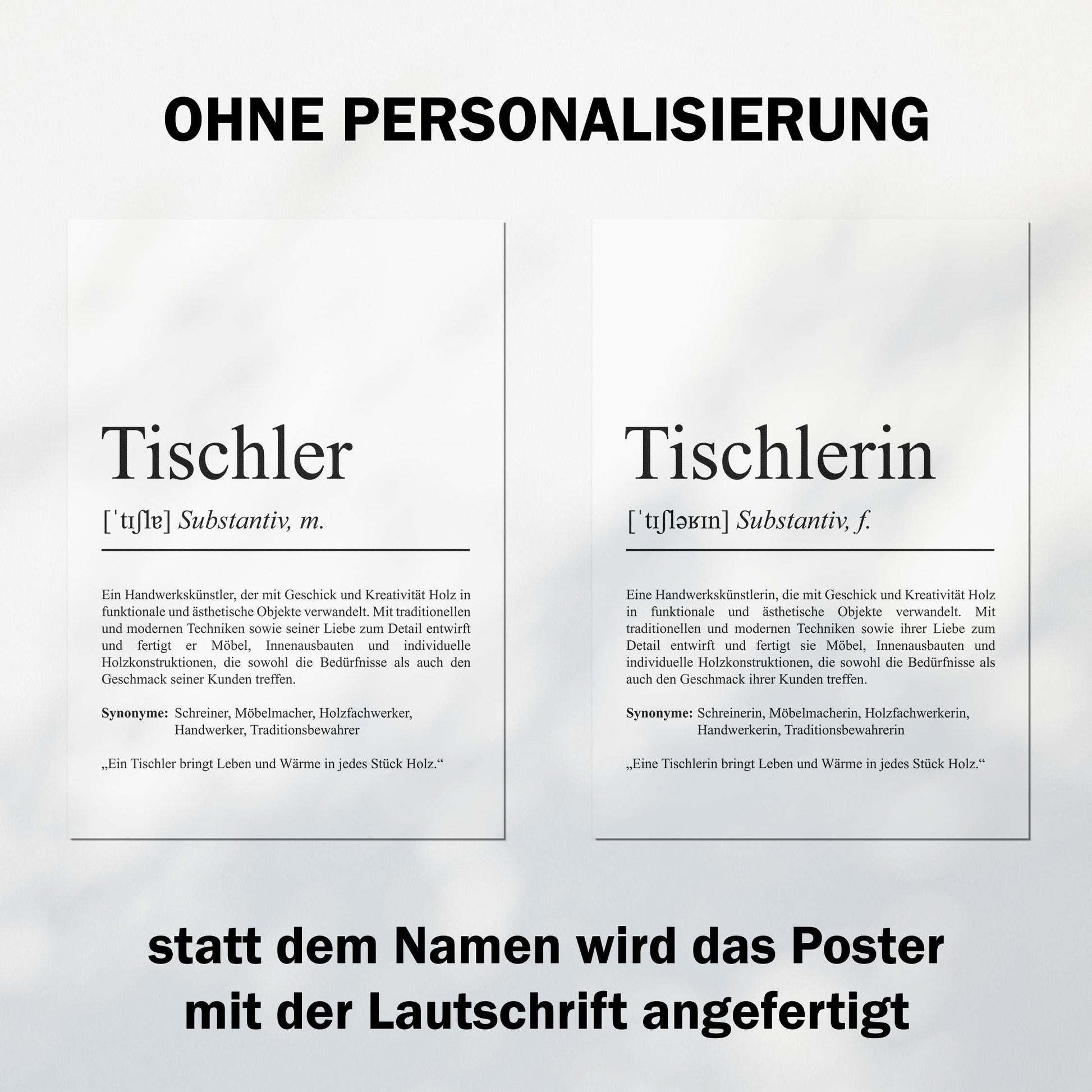 Tischler Definition Poster personalisierbar mit Namen Beruf Poster Tischler Geschenk Einzug Geburtstag Geschenk Tischler Poster Beruf
