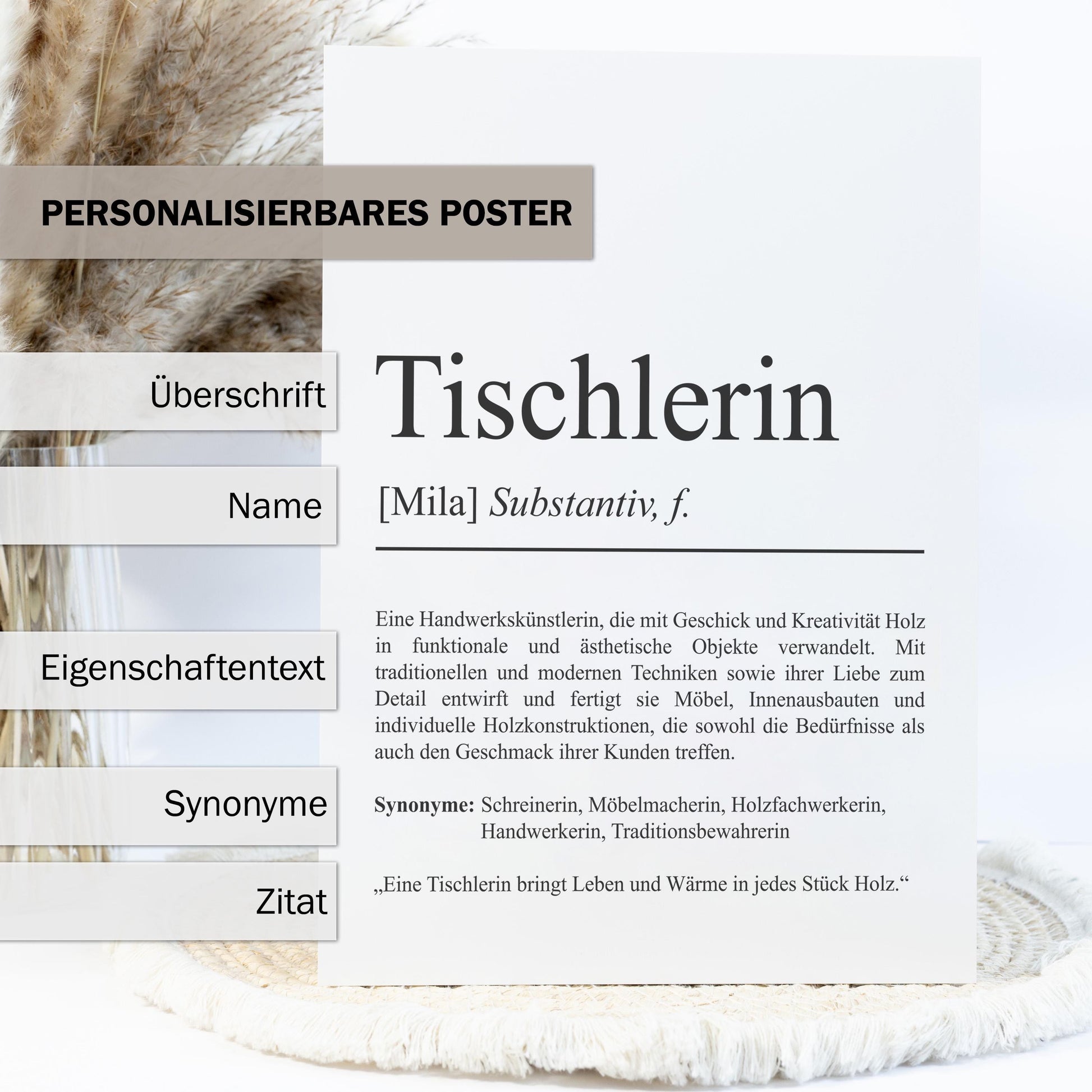 Tischlerin Definition Poster personalisierbar mit Namen Beruf Poster Tischlerin Geschenk Einzug Geburtstag Geschenk Tischlerin Poster Beruf