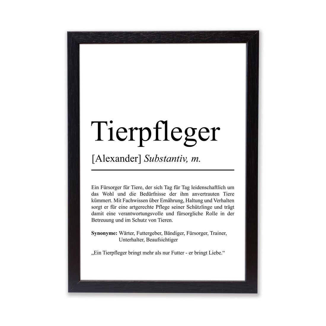 Tierpfleger Definition Poster personalisierbar mit Namen Beruf Poster Tierpfleger Geschenk Einzug Geburtstag Geschenk Tierpfleger Poster