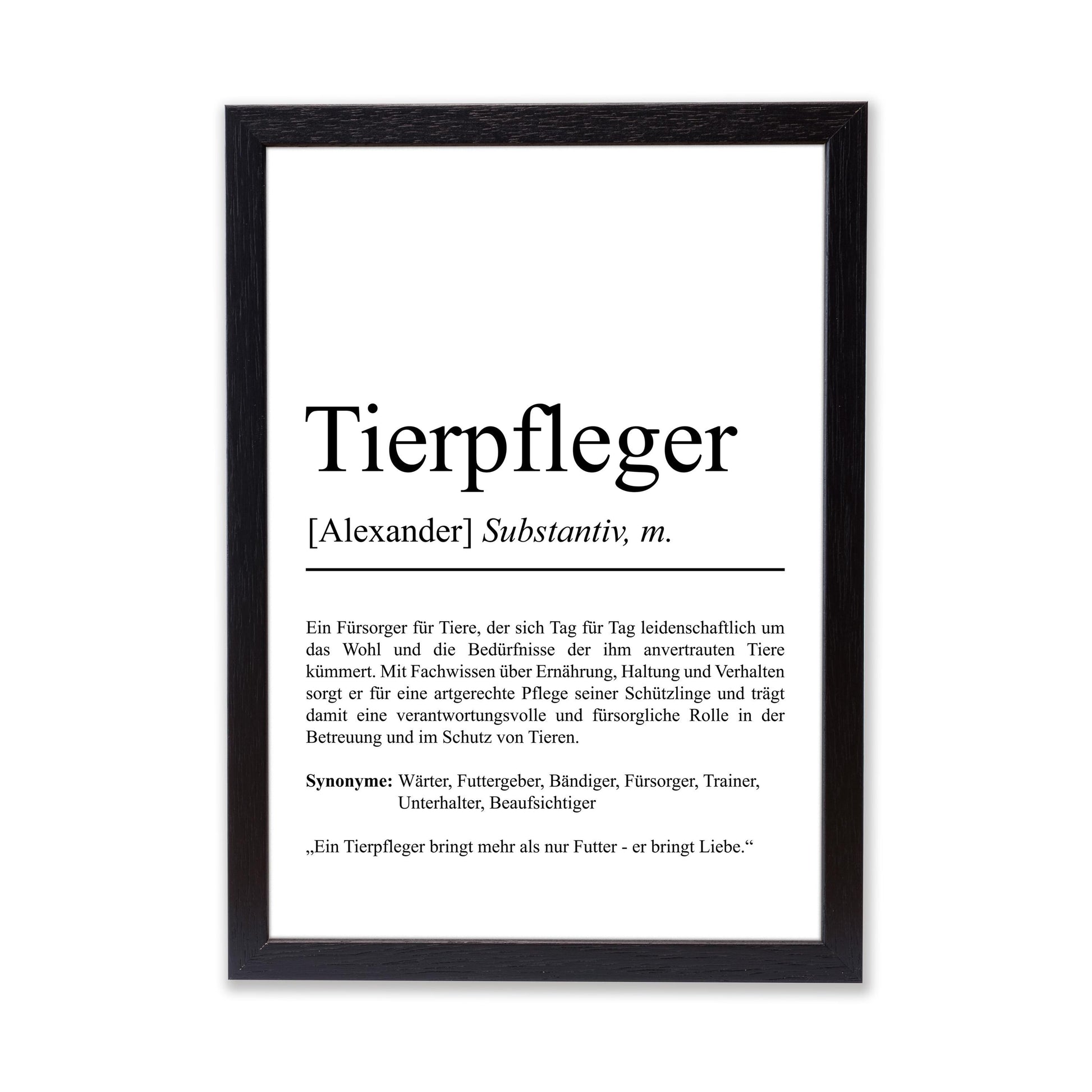 Tierpfleger Definition Poster personalisierbar mit Namen Beruf Poster Tierpfleger Geschenk Einzug Geburtstag Geschenk Tierpfleger Poster