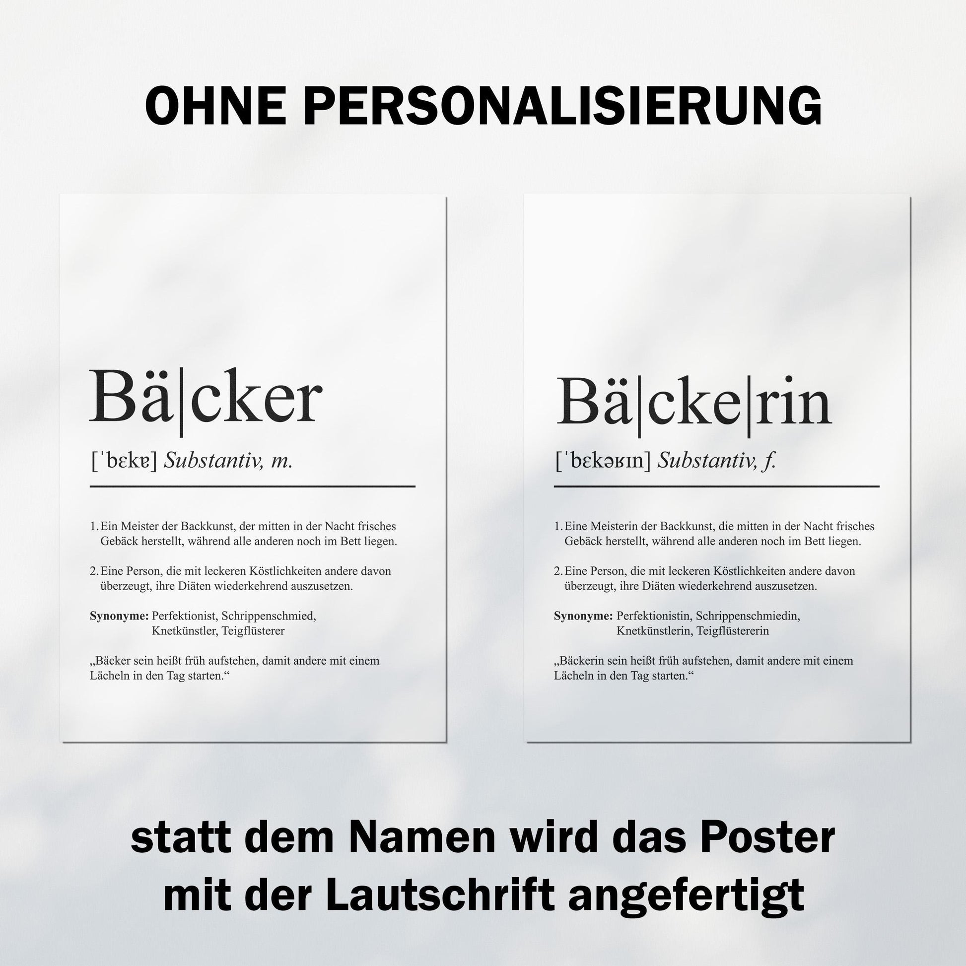 Bäcker Definition Poster personalisierbar mit Namen Beruf Poster Bäcker Geschenk Einzug Geburtstag Geschenk Bäcker Poster Beruf Definition