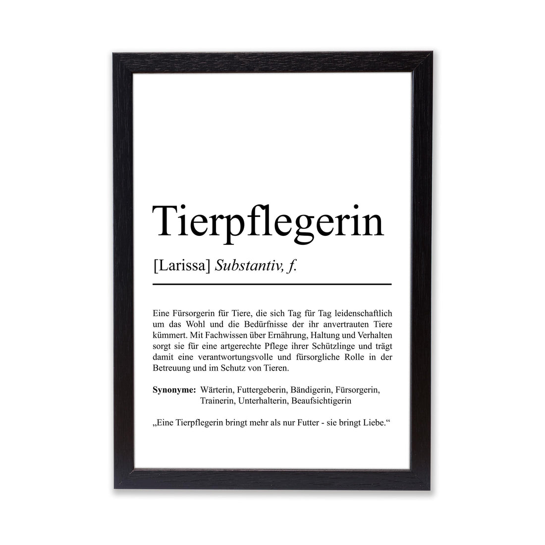 Tierpflegerin Definition Poster personalisierbar mit Namen Beruf Poster Tierpflegerin Geschenk Einzug Geburtstag Geschenk Tierpflegerin
