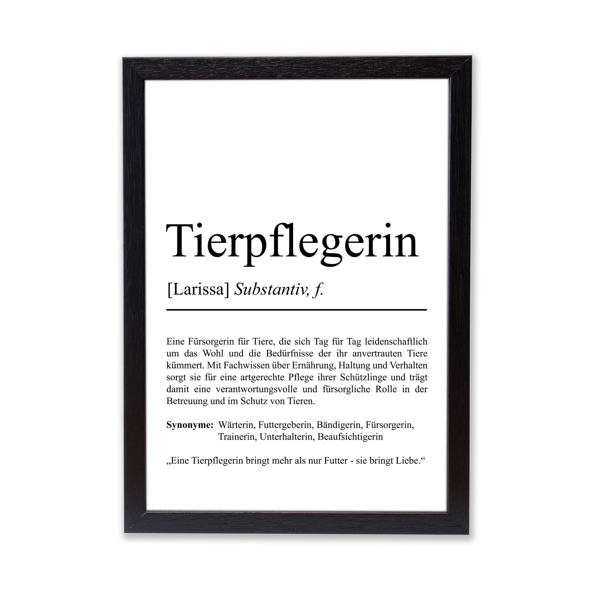 Tierpflegerin Definition Poster personalisierbar mit Namen Beruf Poster Tierpflegerin Geschenk Einzug Geburtstag Geschenk Tierpflegerin
