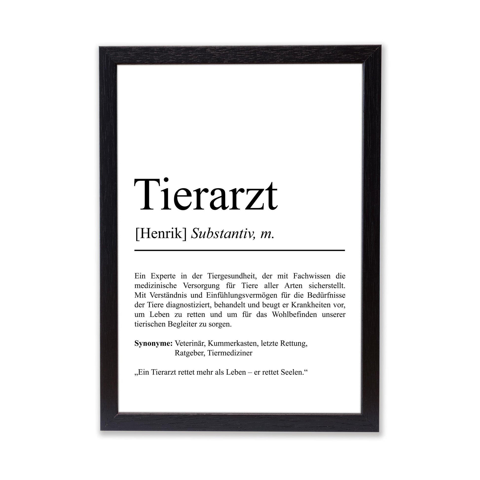 Tierarzt Definition Poster personalisierbar mit Namen Beruf Poster Tierarzt Geschenk Einzug Geburtstag Geschenk Tierarzt Poster Beruf