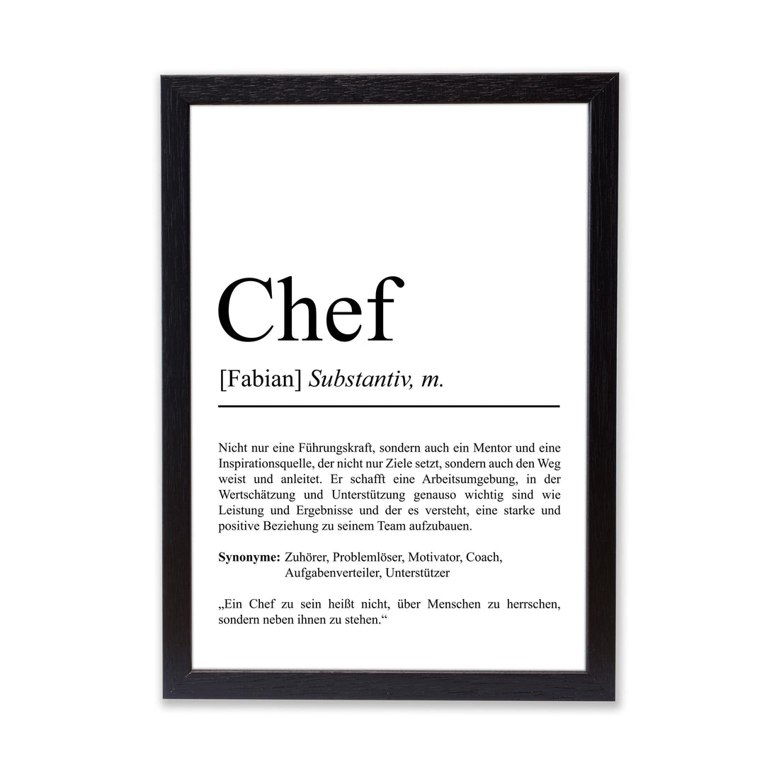 Chef Definition Poster personalisierbar mit Namen Beruf Poster Chef Geschenk Einzug Geburtstag Geschenk Chef Poster Beruf