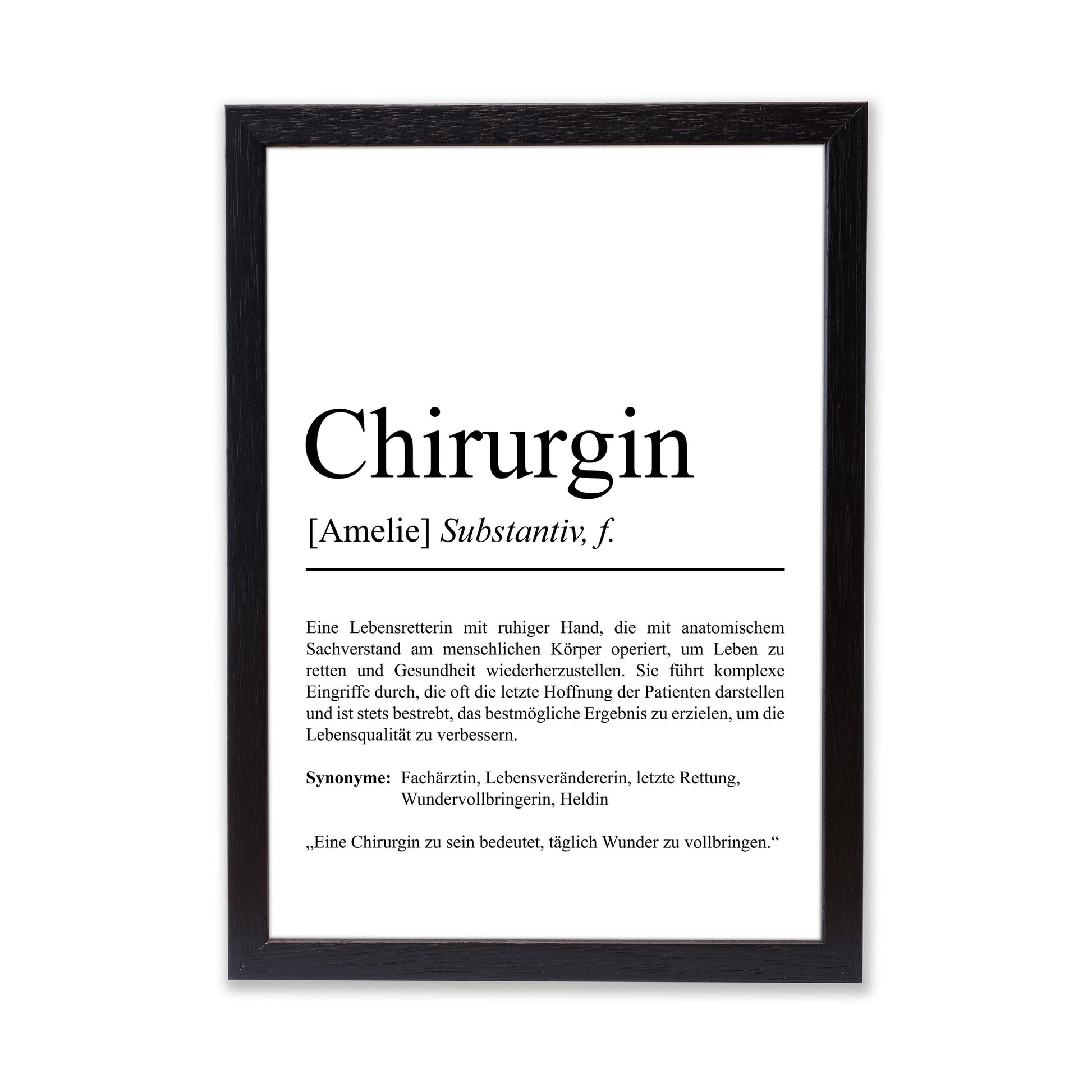 Chirurgin Definition Poster personalisierbar mit Namen Beruf Poster Chirurgin Geschenk Einzug Geburtstag Geschenk Chirurgin Poster Beruf
