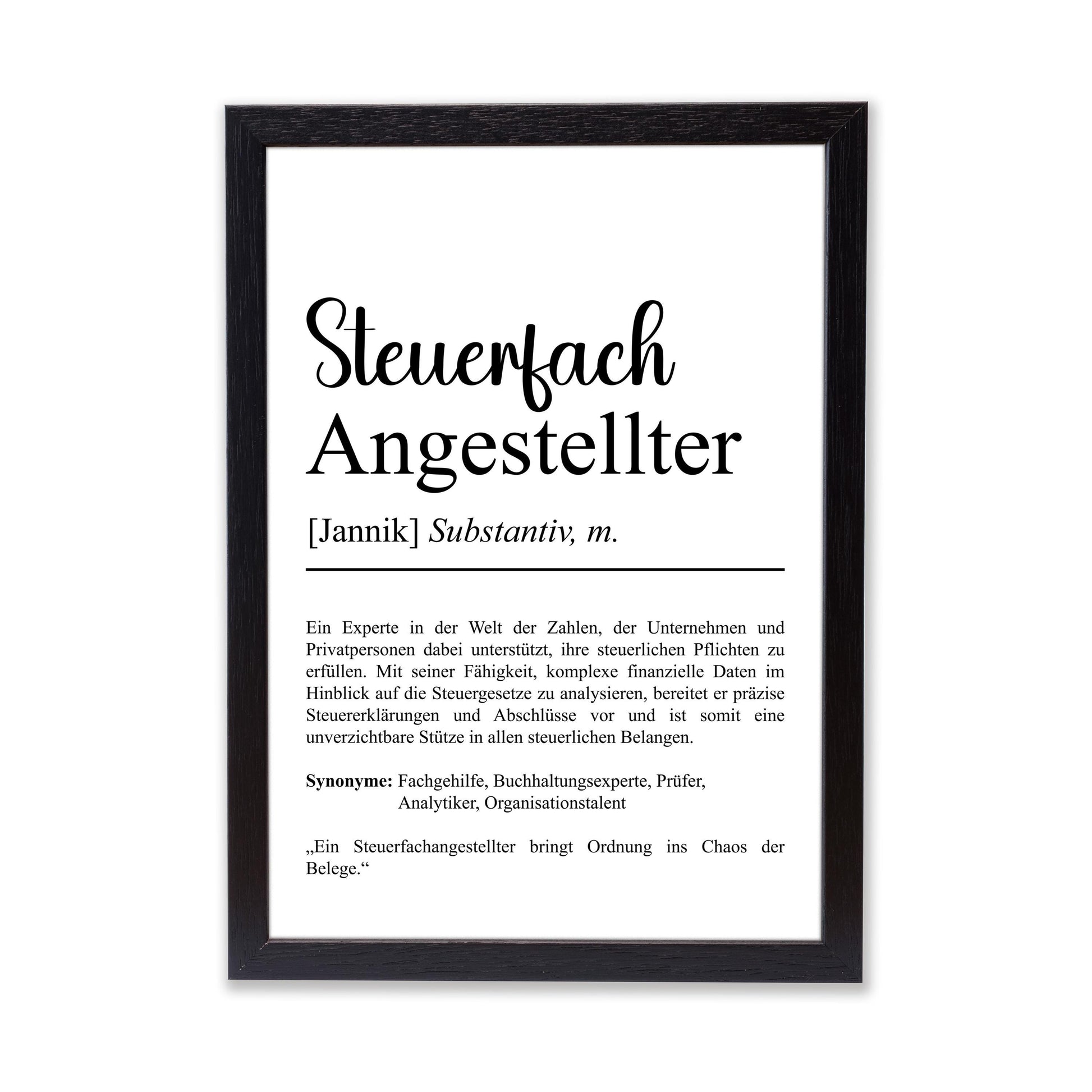 Steuerfachangestellter Definition Poster personalisierbar mit Namen Beruf Poster Geschenk Einzug Geburtstag Geschenk Steuerfachangestellter