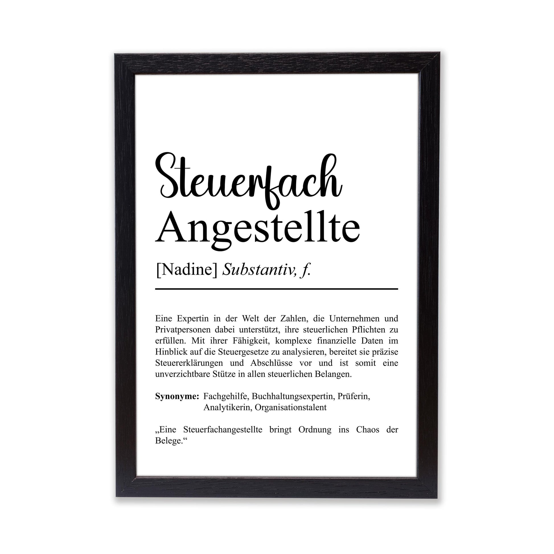 Steuerfachangestellte Definition Poster personalisierbar mit Namen Beruf Poster SFA Geschenk Einzug Geburtstag Geschenk Steuerfachangestellt