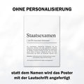 Staatsexamen Definition Poster personalisierbar mit Namen Abschluss Poster Examen Geschenk zum Abschluss Geschenk Examen Poster Definition