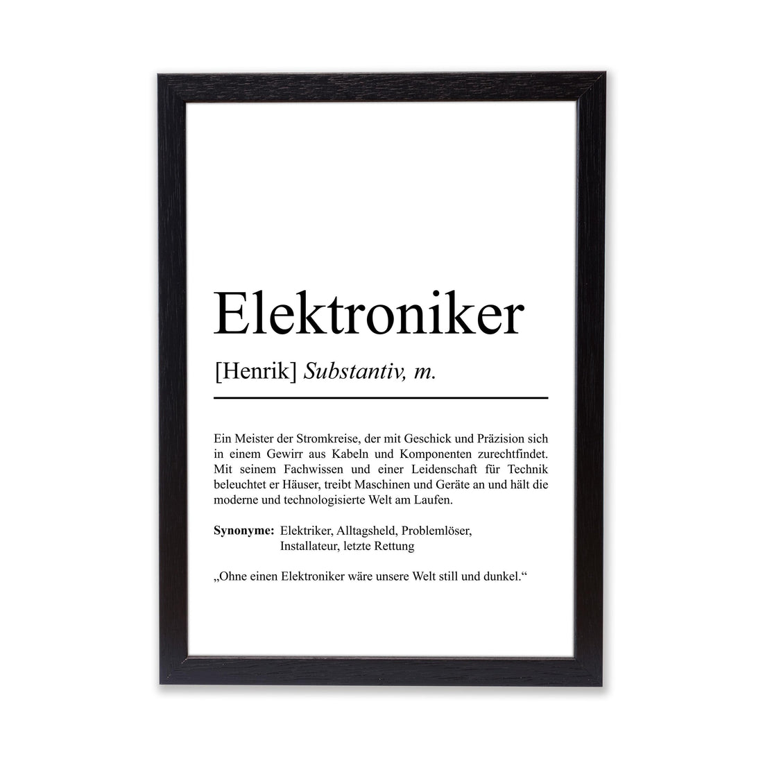 Elektroniker Definition Poster personalisierbar mit Namen Beruf Poster Elektroniker Geschenk Einzug Geburtstag Geschenk Elektroniker Poster