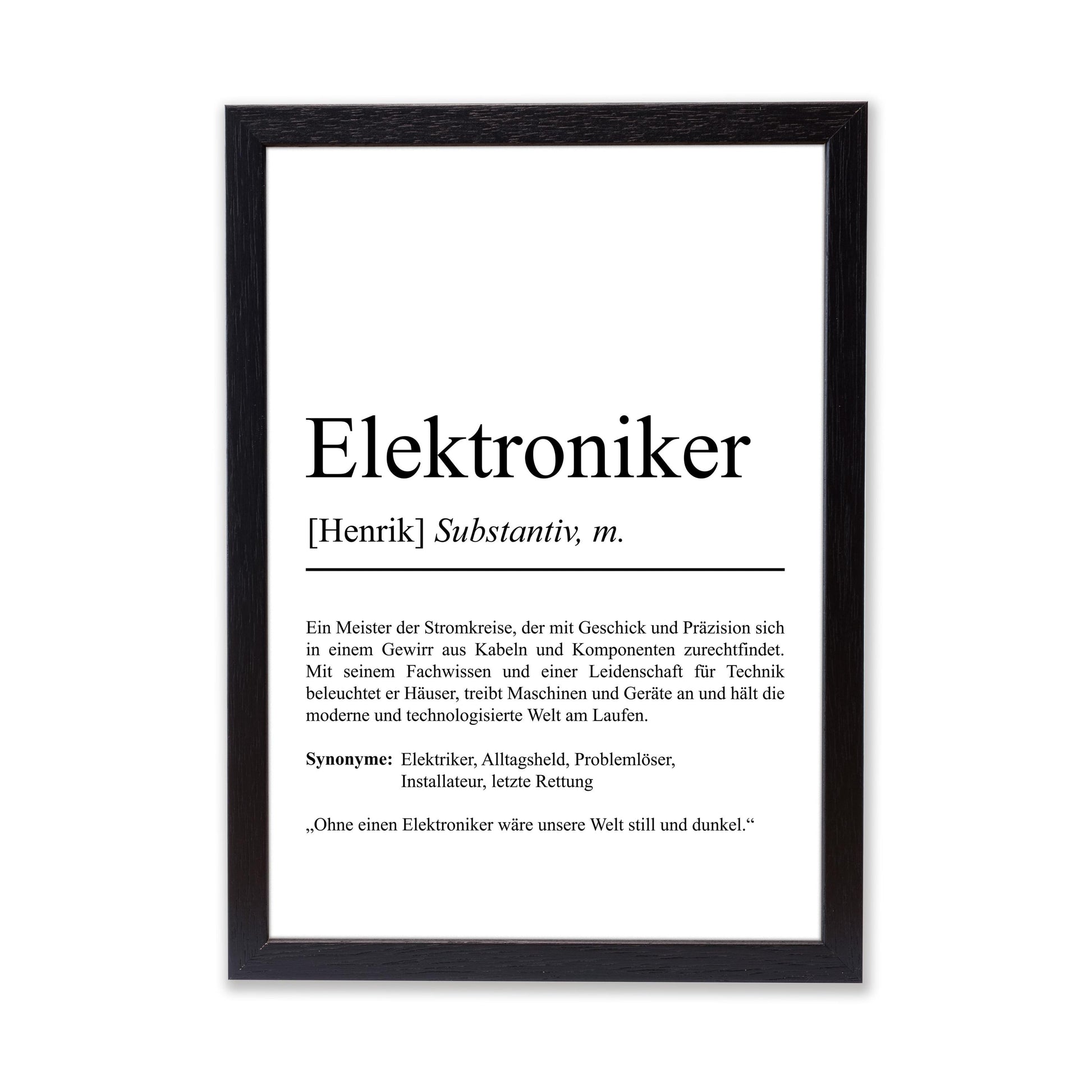 Elektroniker Definition Poster personalisierbar mit Namen Beruf Poster Elektroniker Geschenk Einzug Geburtstag Geschenk Elektroniker Poster