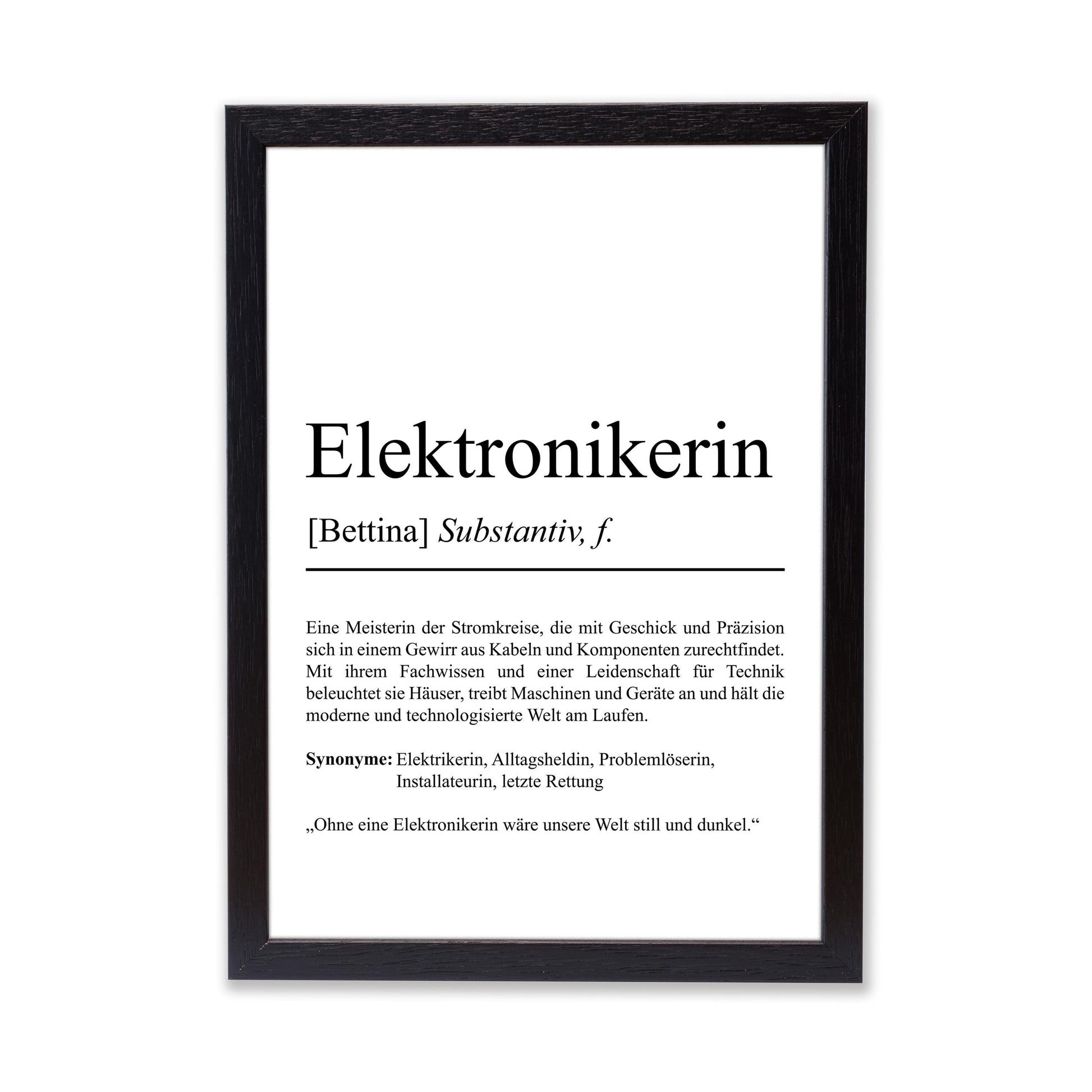 Elektronikerin Definition Poster personalisierbar mit Namen Beruf Poster Elektronikerin Geschenk Einzug Geburtstag Geschenk Elektronikerin