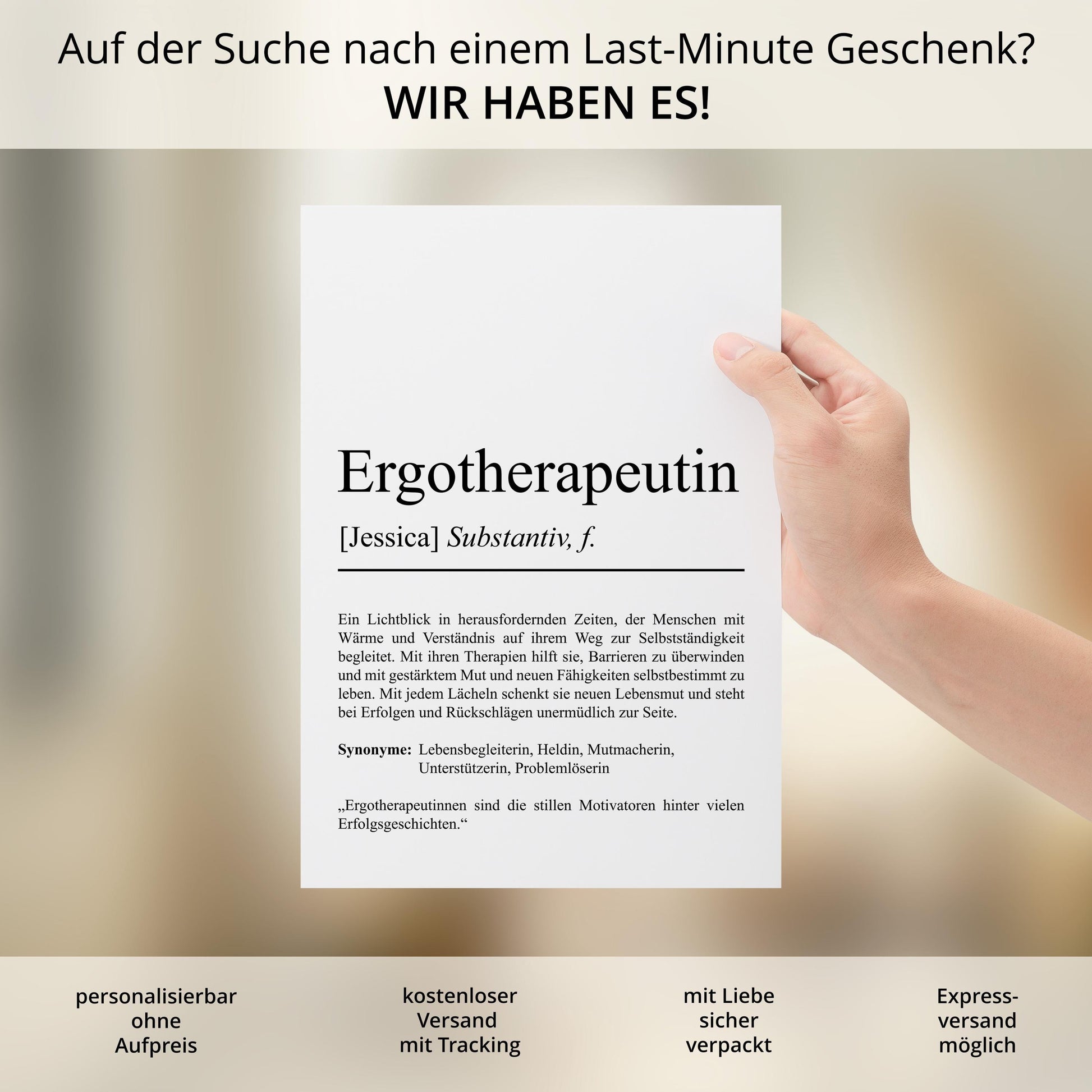 Ergotherapeutin Definition Poster personalisierbar mit Namen Beruf Poster Ergotherapeutin Geschenk Einzug Geburtstag Ergotherapeutin