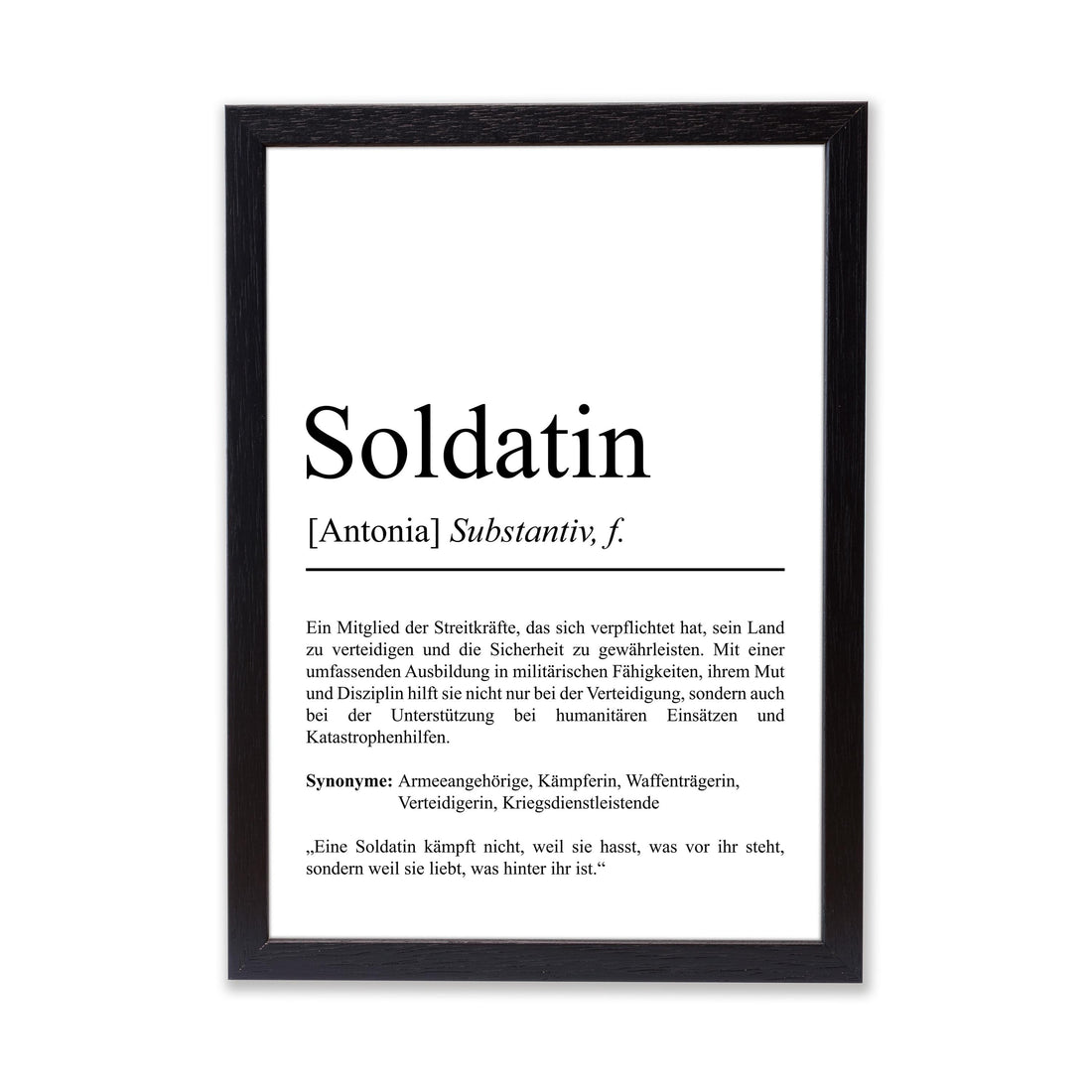 Soldatin Definition Poster personalisierbar mit Namen Beruf Poster Soldatin Geschenk Einzug Geburtstag Geschenk Soldatin Poster Beruf