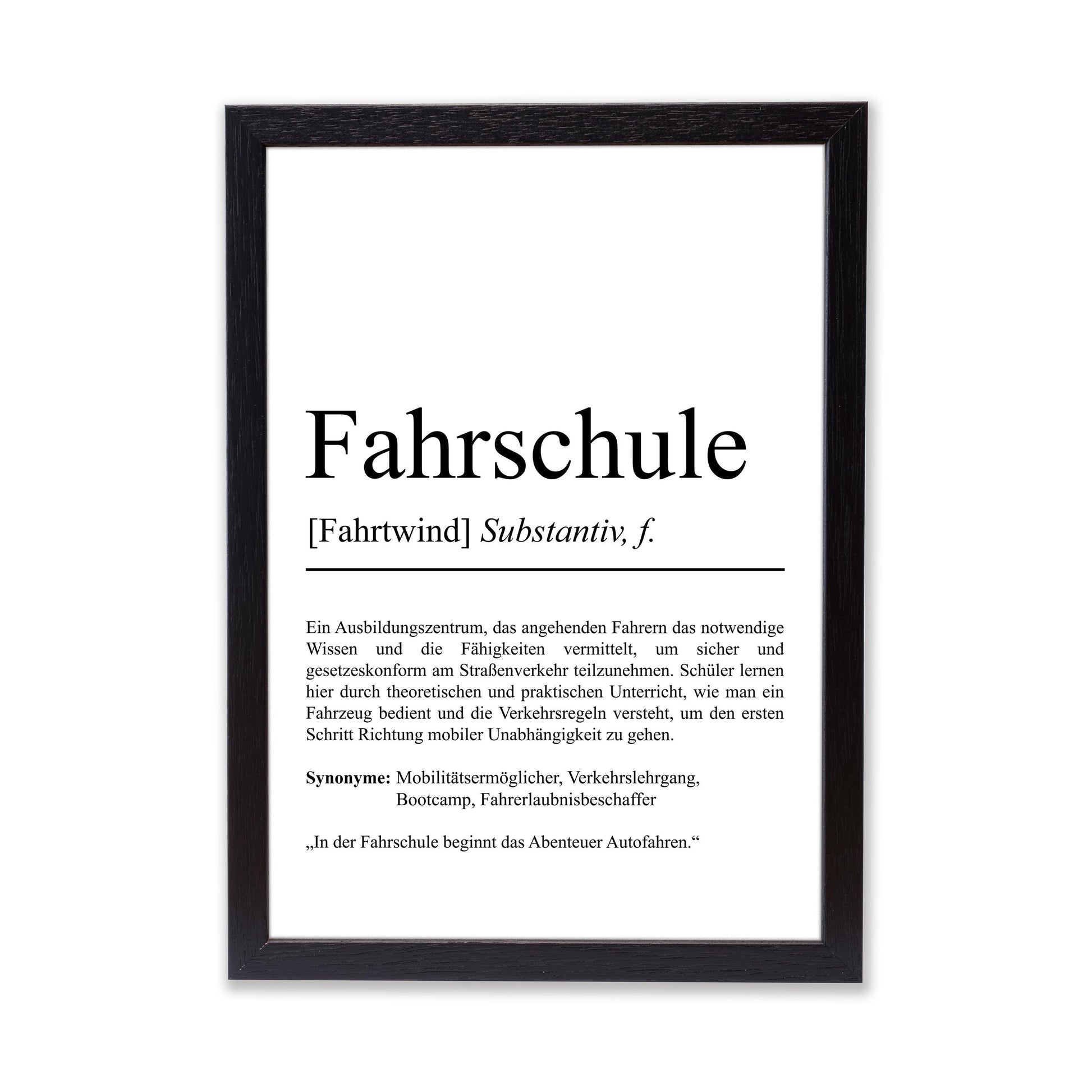 Fahrschule Definition Poster personalisierbar mit Namen Fahrschule Poster Einrichtung Fahrschule Geschenk Fahrschullehrer Definition Poster