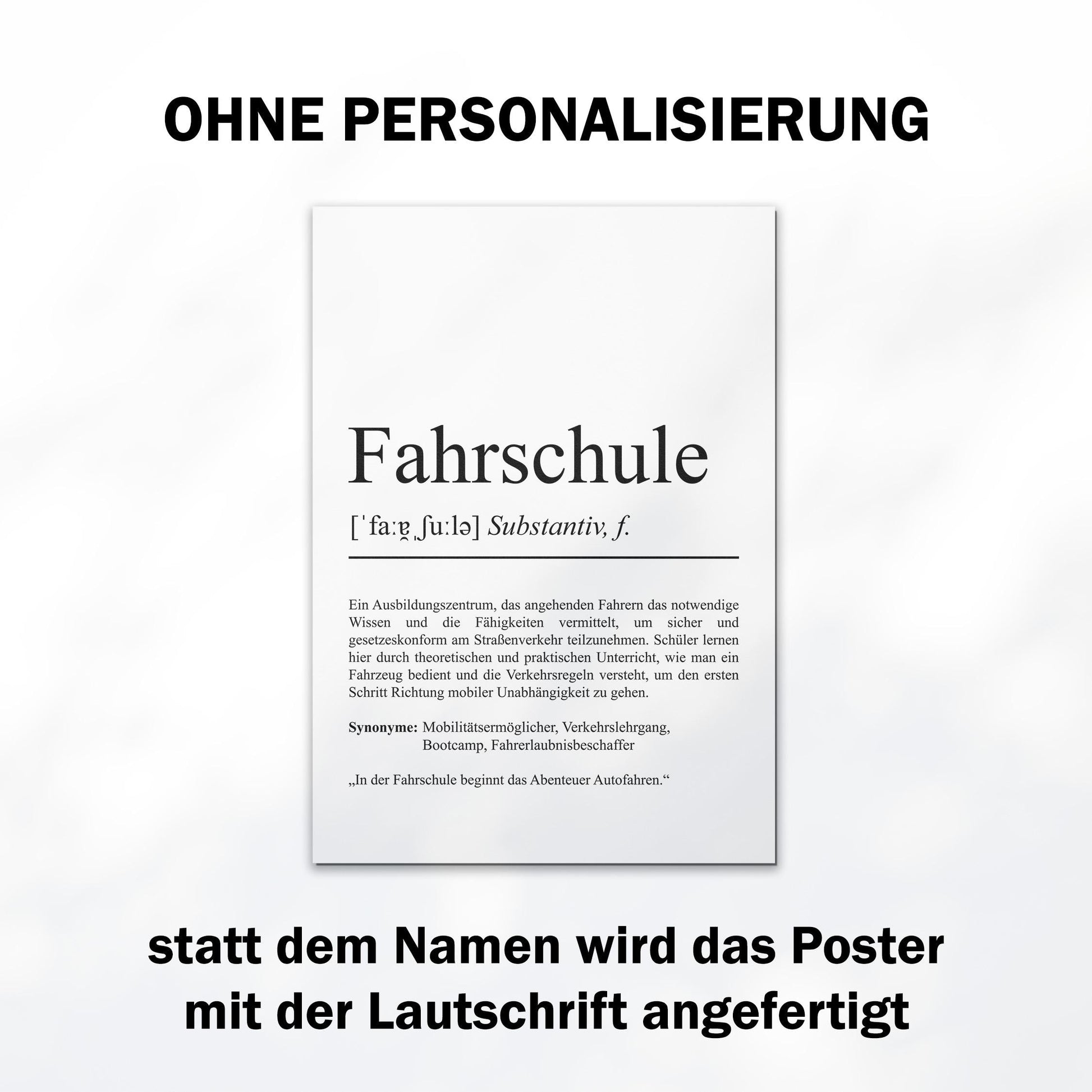 Fahrschule Definition Poster personalisierbar mit Namen Fahrschule Poster Einrichtung Fahrschule Geschenk Fahrschullehrer Definition Poster