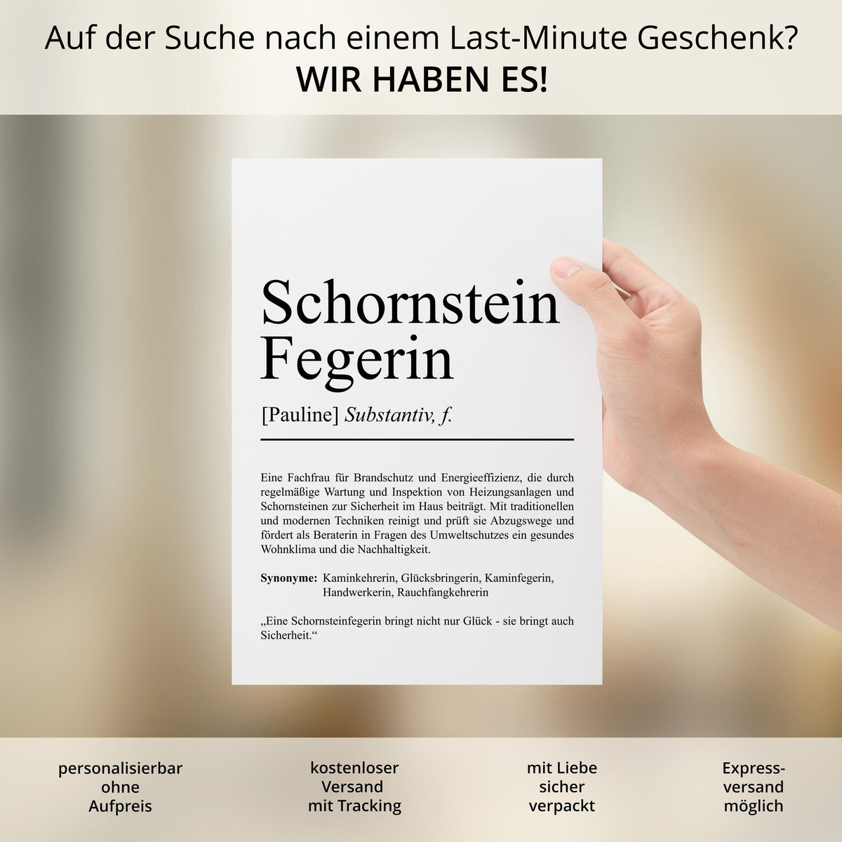 Schornsteinfegerin Definition Poster personalisierbar mit Namen Beruf Poster Schornsteinfegerin Geschenk Einzug Geburtstag Geschenk Poster