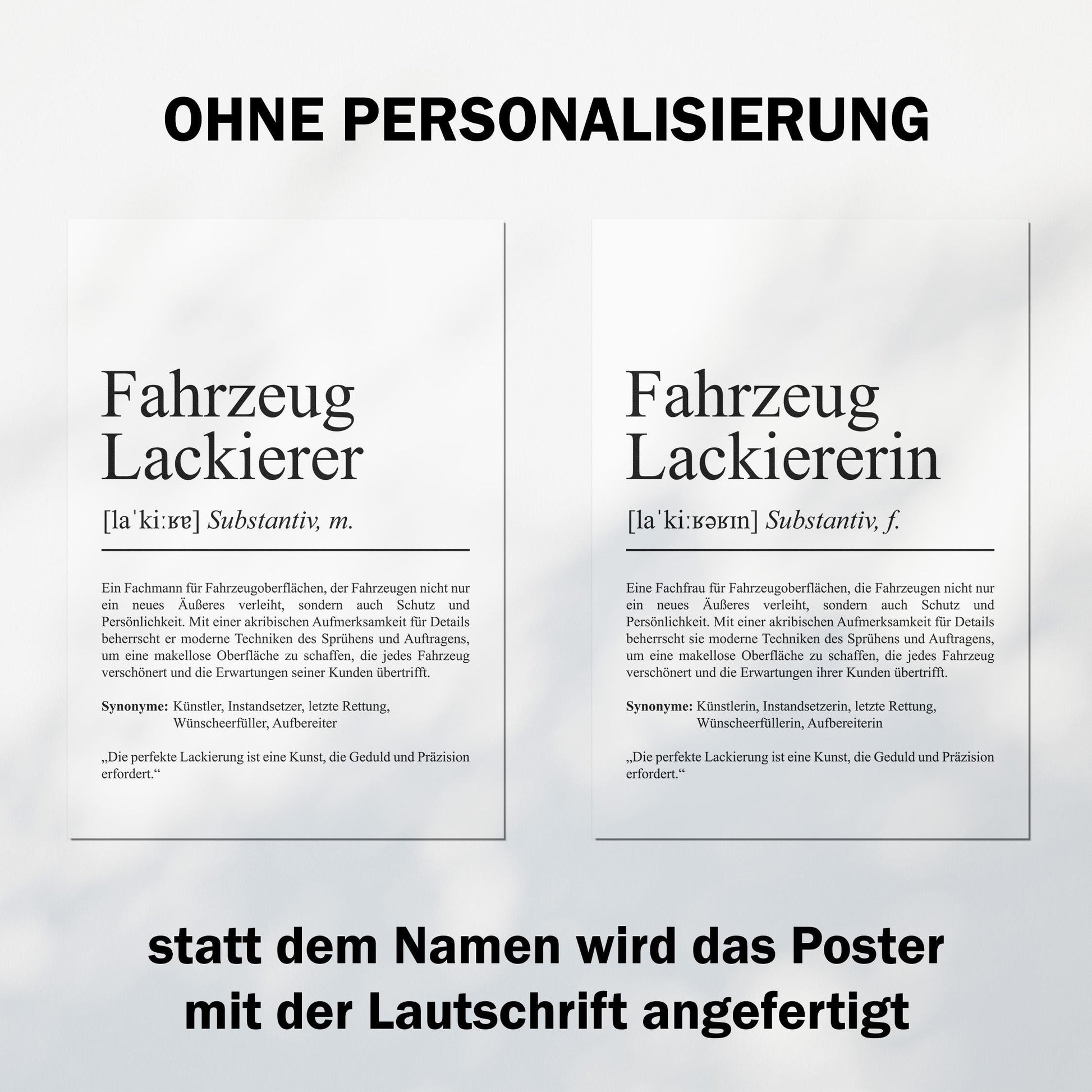 Fahrzeuglackiererin Definition Poster personalisierbar mit Namen Beruf Poster Fahrzeuglackiererin Geschenk Einzug Geburtstag Geschenk Poster