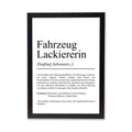 Fahrzeuglackiererin Definition Poster personalisierbar mit Namen Beruf Poster Fahrzeuglackiererin Geschenk Einzug Geburtstag Geschenk Poster