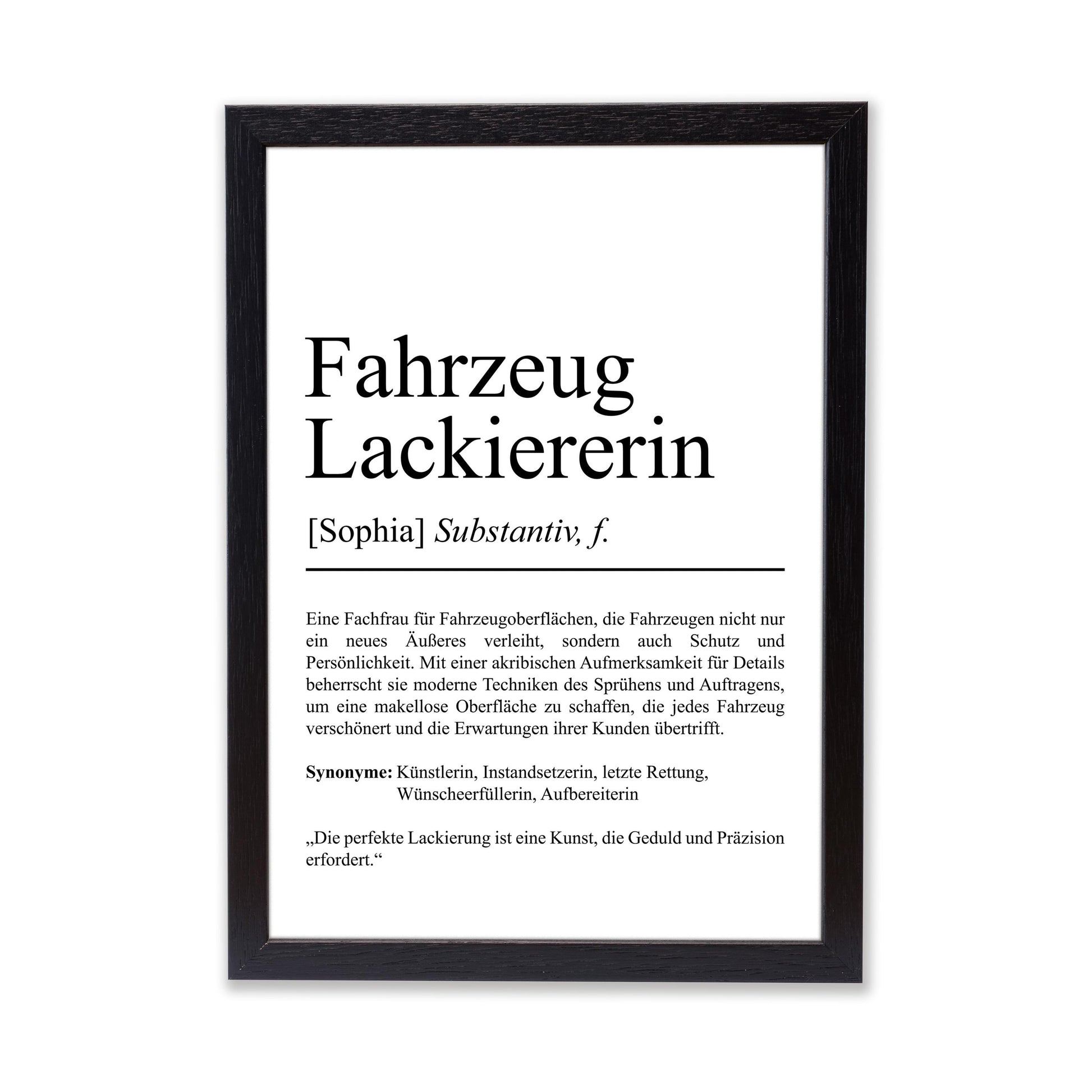 Fahrzeuglackiererin Definition Poster personalisierbar mit Namen Beruf Poster Fahrzeuglackiererin Geschenk Einzug Geburtstag Geschenk Poster