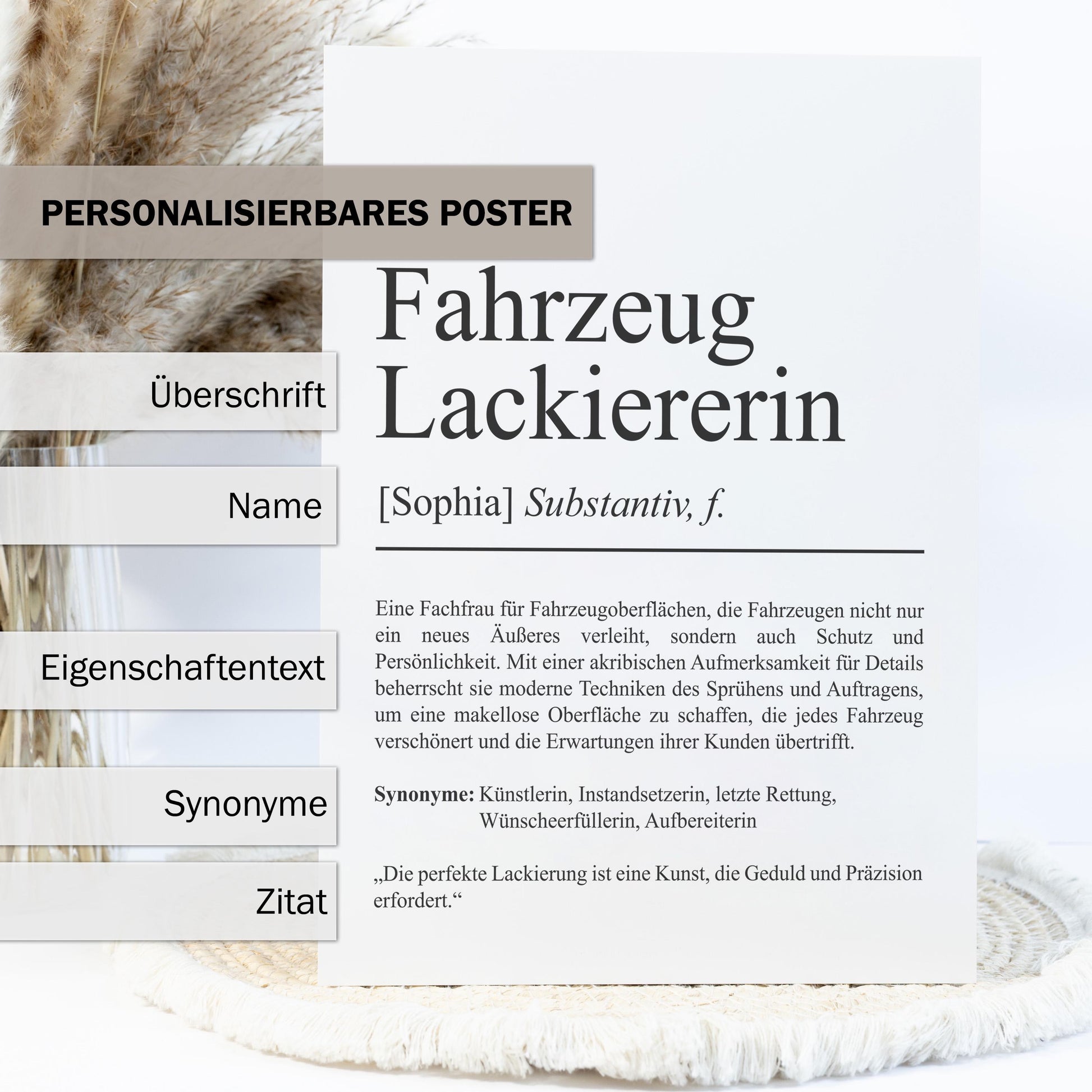 Fahrzeuglackiererin Definition Poster personalisierbar mit Namen Beruf Poster Fahrzeuglackiererin Geschenk Einzug Geburtstag Geschenk Poster
