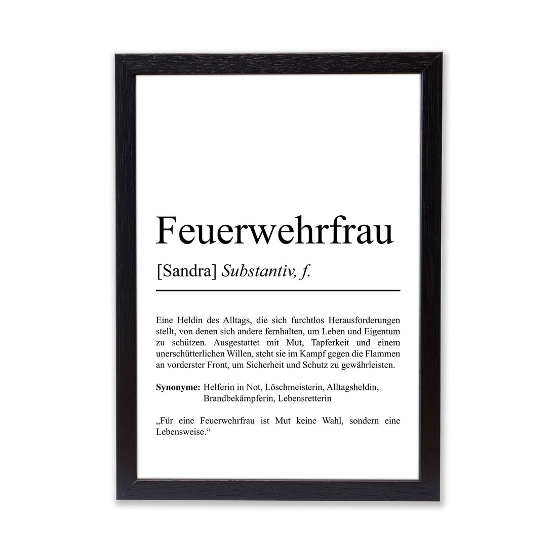 Feuerwehrfrau Definition Poster personalisierbar mit Namen Beruf Poster Feuerwehr Geschenk Einzug Geburtstag Poster Beruf Definition