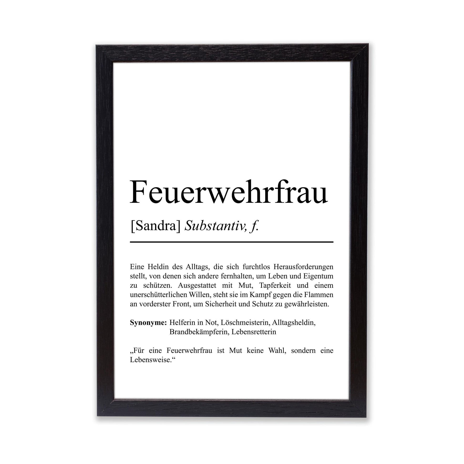 Feuerwehrfrau Definition Poster personalisierbar mit Namen Beruf Poster Feuerwehr Geschenk Einzug Geburtstag Poster Beruf Definition