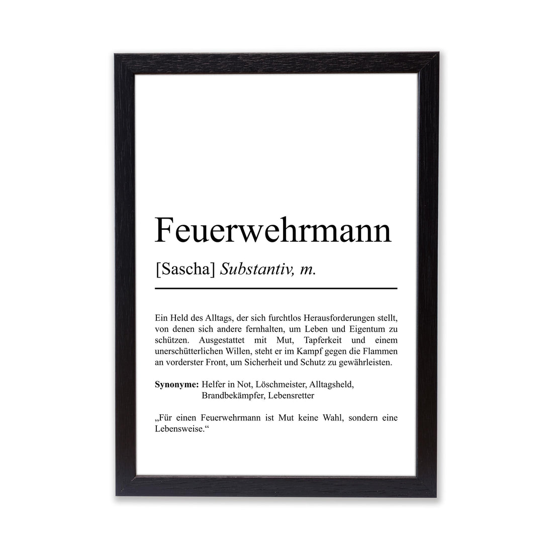 Feuerwehrmann Definition Poster personalisierbar mit Namen Beruf Poster Feuerwehr Geschenk Einzug Geburtstag Poster Beruf Definition