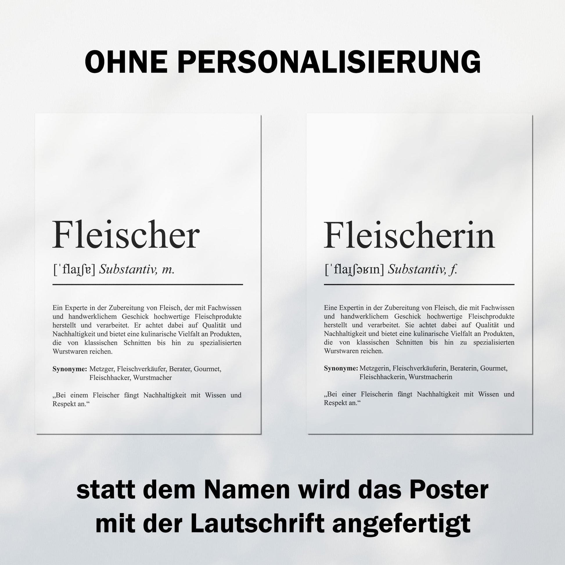 Fleischer Definition Poster personalisierbar mit Namen Beruf Poster Fleischer Geschenk Einzug Geburtstag Geschenk Fleischer Poster Beruf