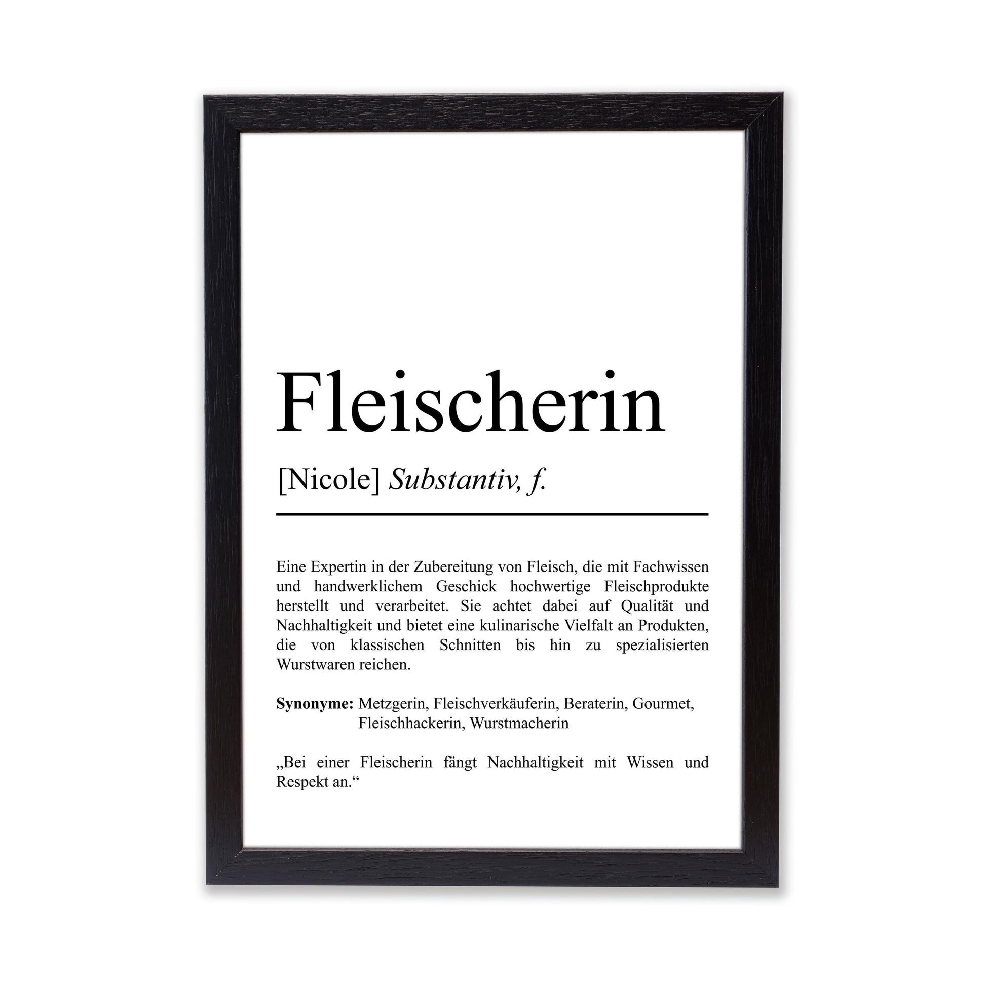 Fleischerin Definition Poster personalisierbar mit Namen Beruf Poster Fleischerin Geschenk Einzug Geburtstag Geschenk Fleischerin Poster
