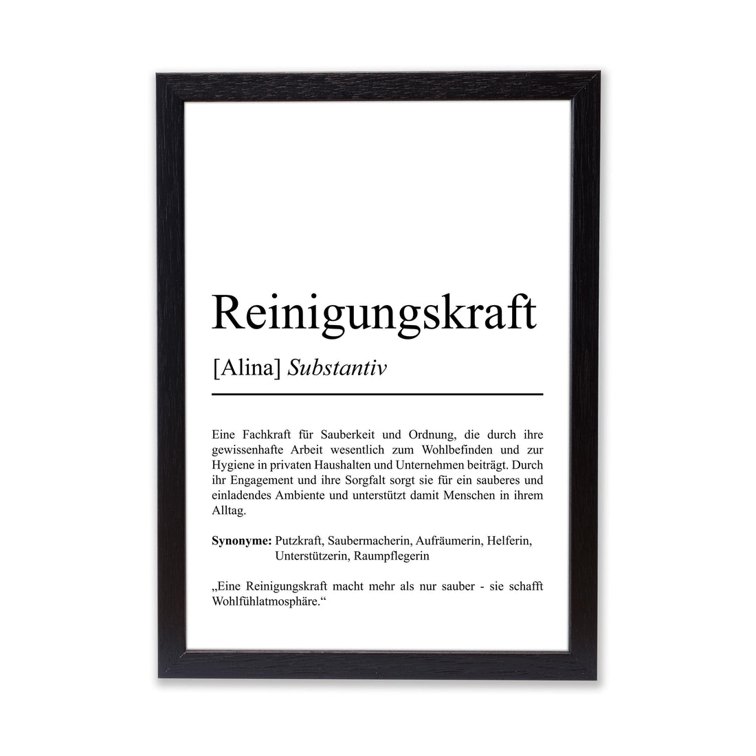 Reinigungskraft Definition Poster personalisierbar mit Namen Beruf Poster Reiniger Geschenk Einzug Geburtstag Geschenk Reiniger Poster Beruf