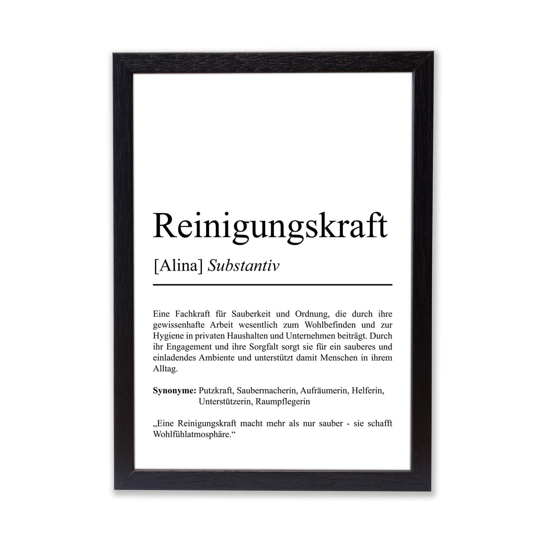 Reinigungskraft Definition Poster personalisierbar mit Namen Beruf Poster Reiniger Geschenk Einzug Geburtstag Geschenk Reiniger Poster Beruf