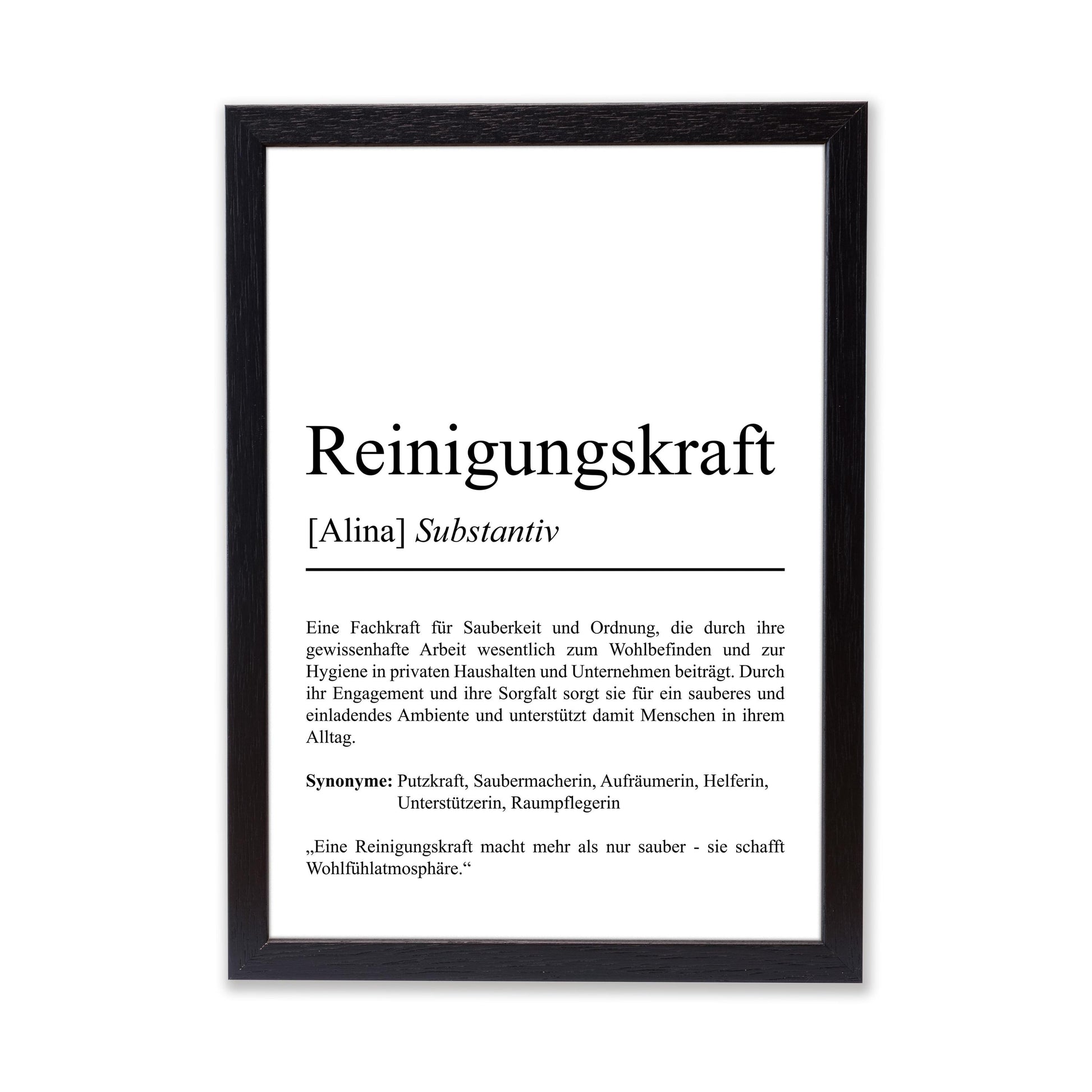 Reinigungskraft Definition Poster personalisierbar mit Namen Beruf Poster Reiniger Geschenk Einzug Geburtstag Geschenk Reiniger Poster Beruf