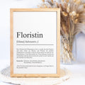 Florist Definition Poster personalisierbar mit Namen Beruf Poster Florist Geschenk Einzug Geburtstag Geschenk Florist Poster Beruf
