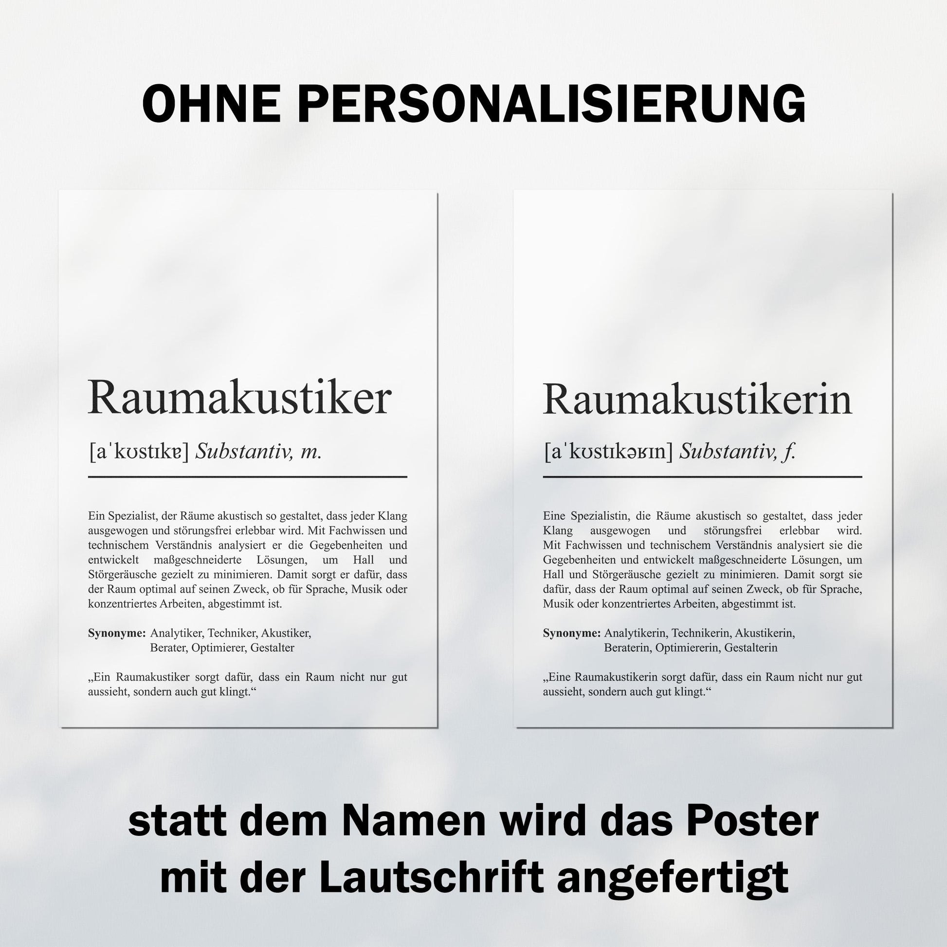 Raumakustikerin Definition Poster personalisierbar mit Namen Beruf Poster Raumakustikerin Geschenk Einzug Geburtstag Geschenk Akustikerin