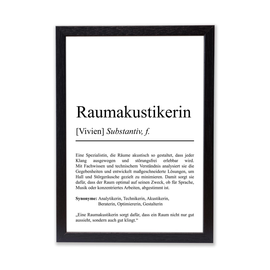 Raumakustikerin Definition Poster personalisierbar mit Namen Beruf Poster Raumakustikerin Geschenk Einzug Geburtstag Geschenk Akustikerin