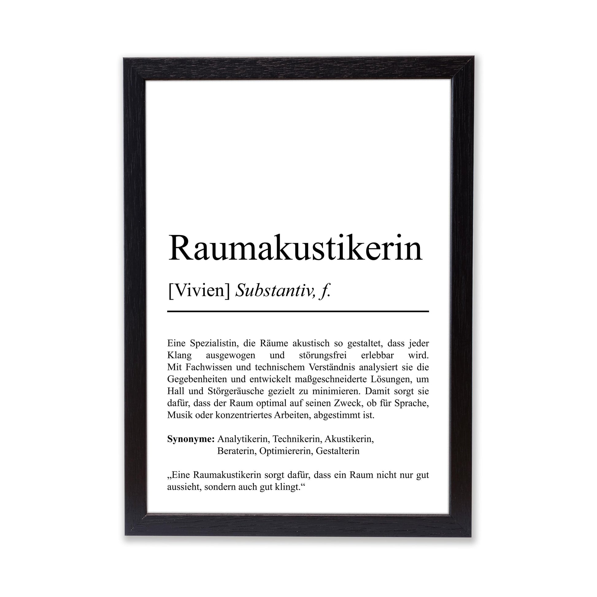Raumakustikerin Definition Poster personalisierbar mit Namen Beruf Poster Raumakustikerin Geschenk Einzug Geburtstag Geschenk Akustikerin