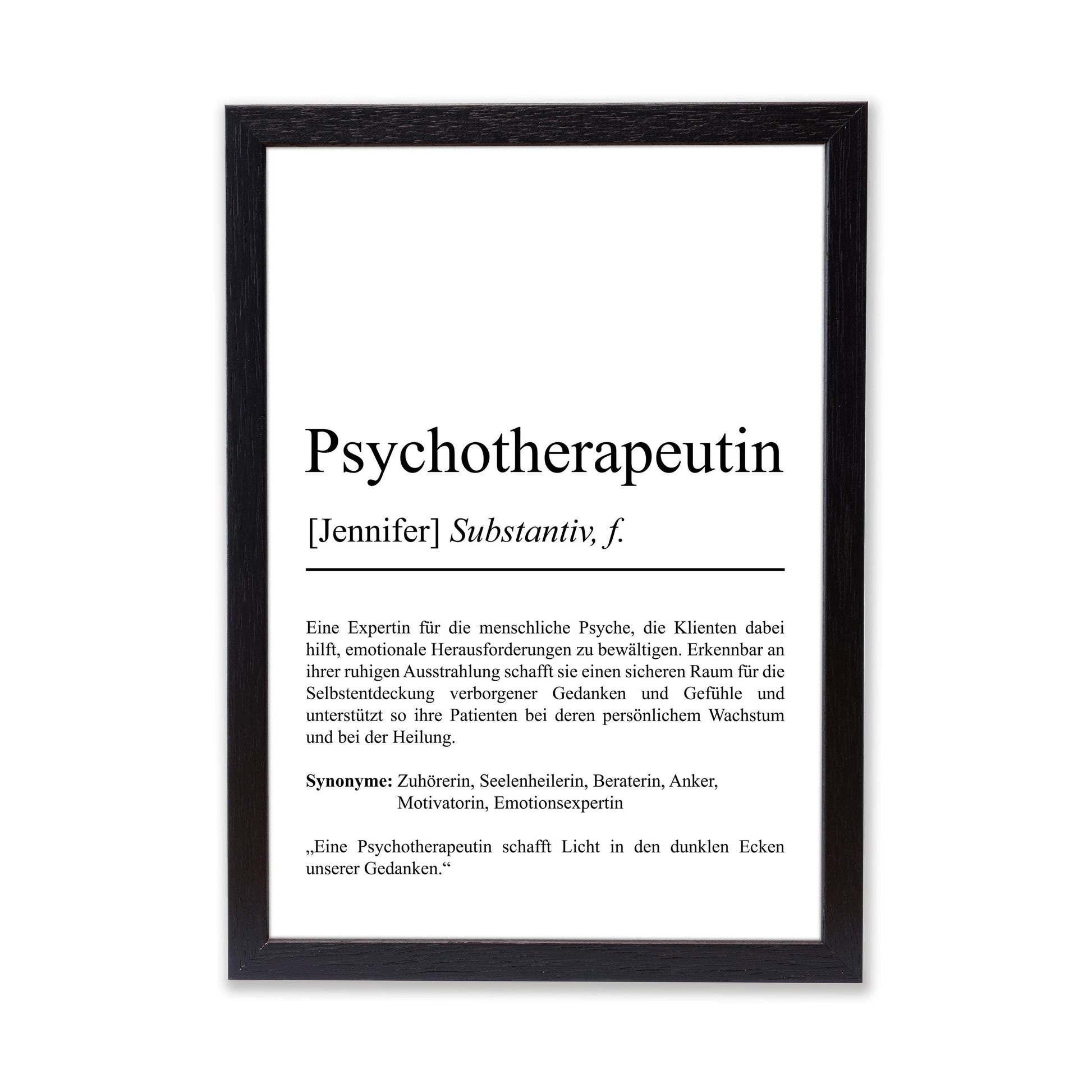 Psychotherapeutin Definition Poster personalisierbar mit Namen Beruf Poster Psychotherapeutin Geschenk Einzug Geburtstag Therapeutin Poster