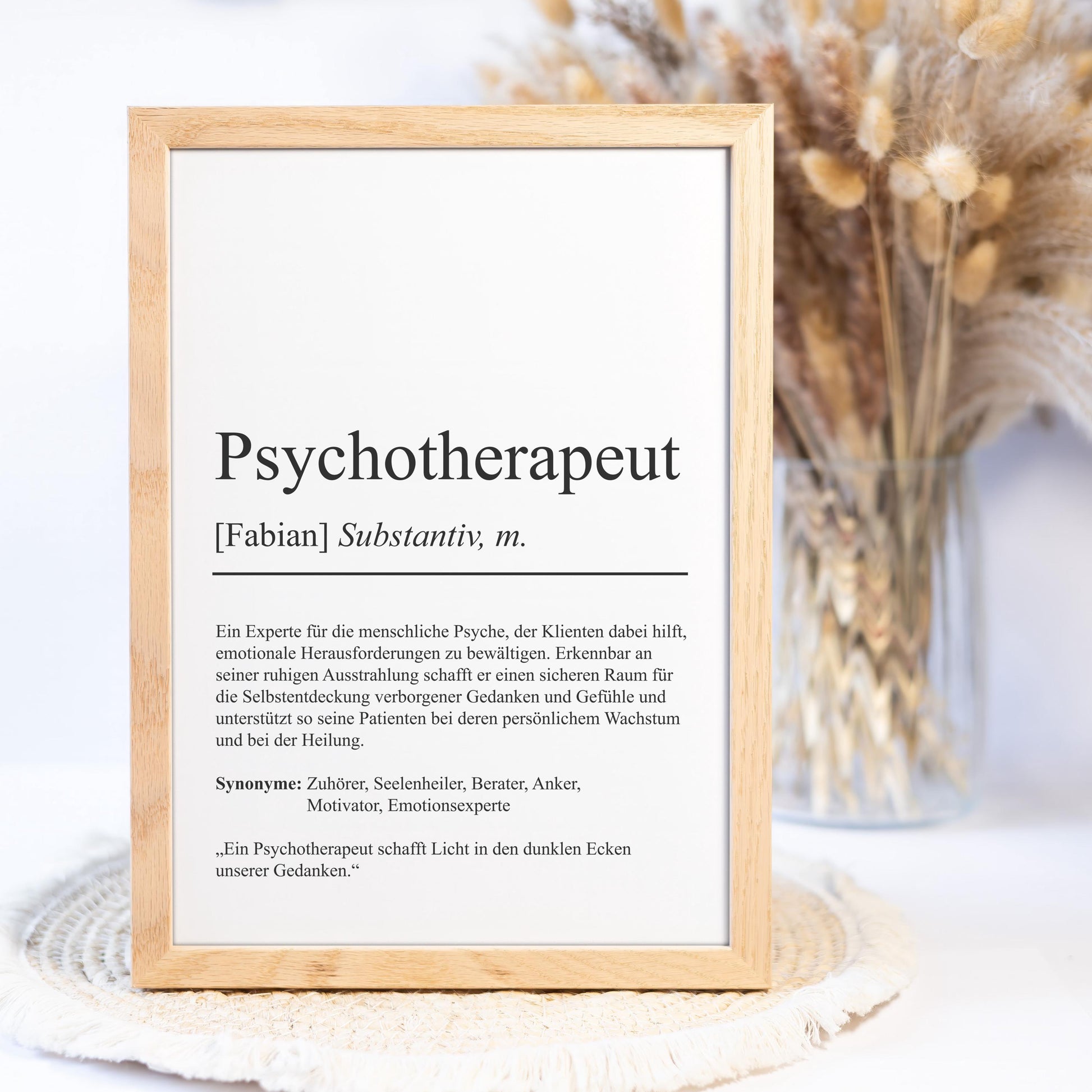 Psychotherapeutin Definition Poster personalisierbar mit Namen Beruf Poster Psychotherapeutin Geschenk Einzug Geburtstag Therapeutin Poster