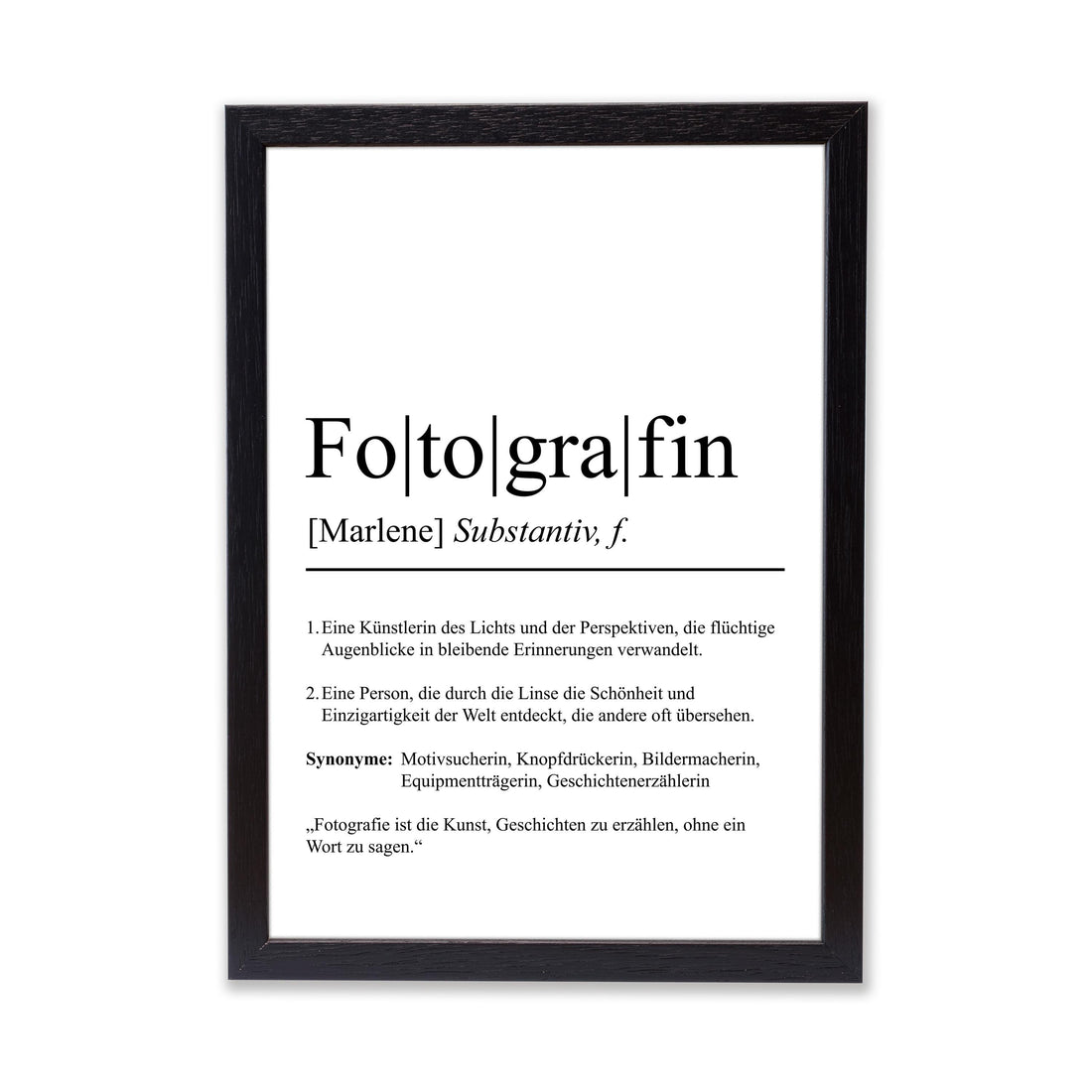 Fotografin Definition Poster personalisierbar mit Namen Beruf Poster Fotografin Geschenk Einzug Geburtstag Geschenk Fotografin Poster Beruf