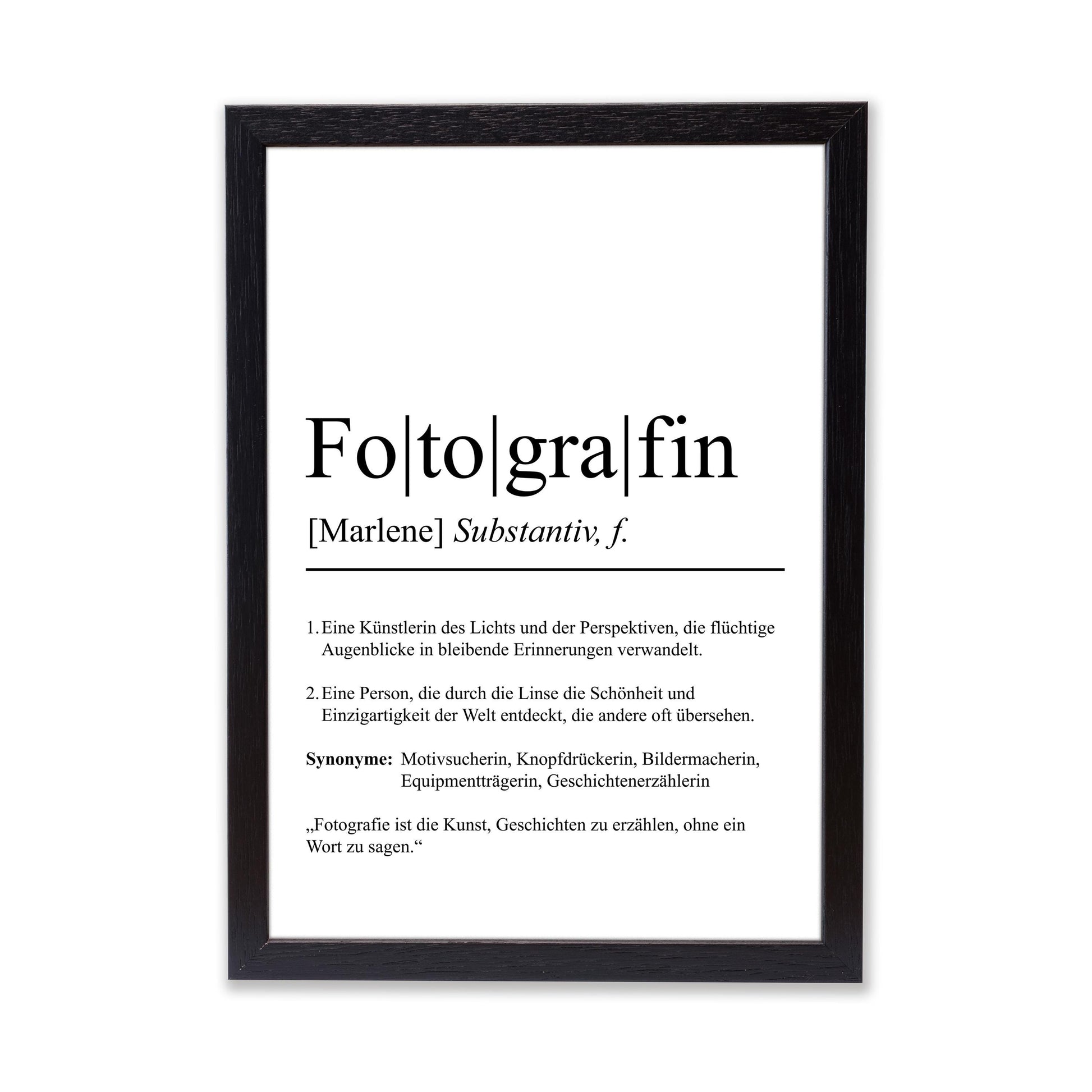Fotografin Definition Poster personalisierbar mit Namen Beruf Poster Fotografin Geschenk Einzug Geburtstag Geschenk Fotografin Poster Beruf