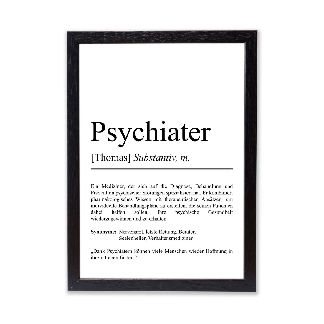 Psychiater Definition Poster personalisierbar mit Namen Beruf Poster Psychiater Geschenk Einzug Geburtstag Psychiater Poster