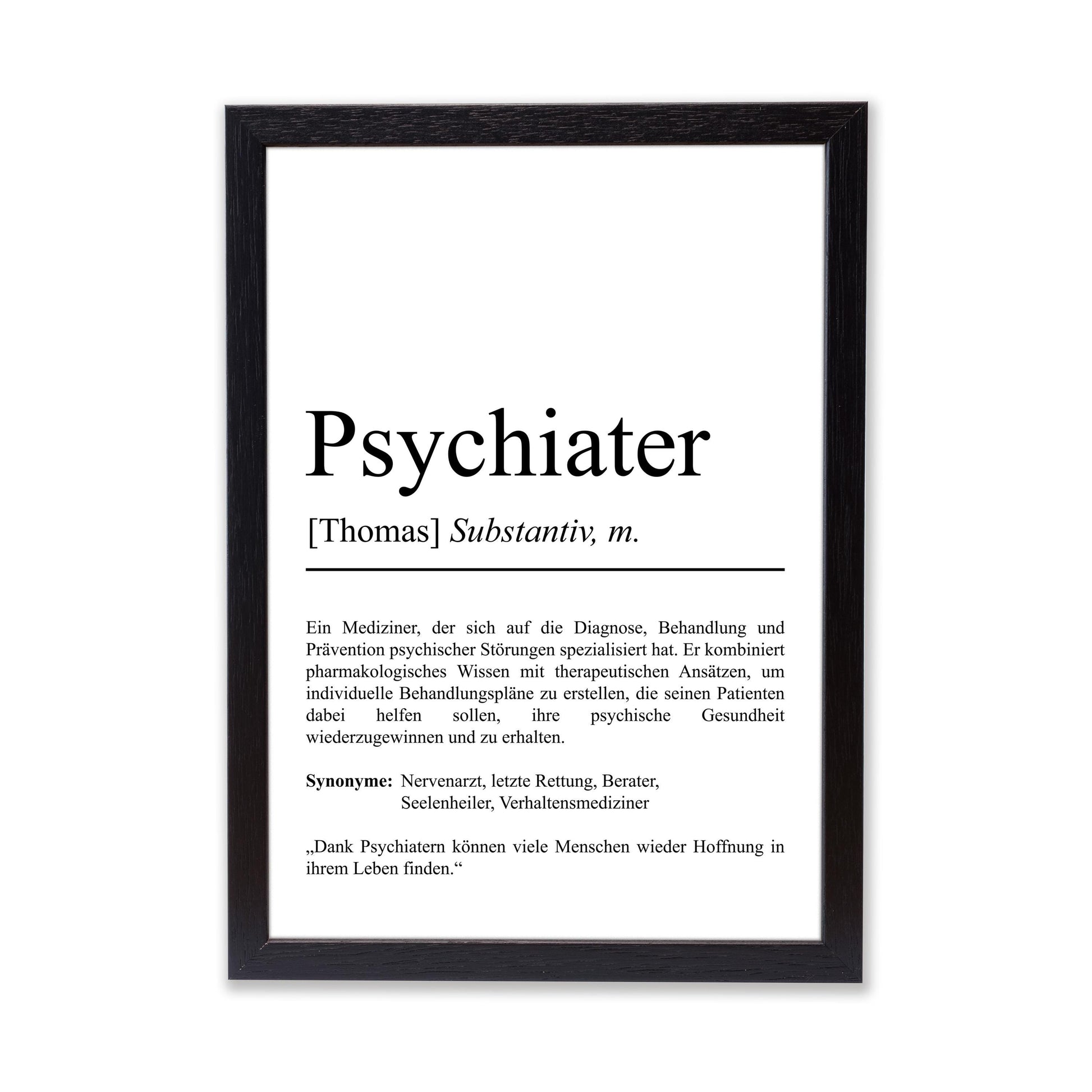 Psychiater Definition Poster personalisierbar mit Namen Beruf Poster Psychiater Geschenk Einzug Geburtstag Psychiater Poster