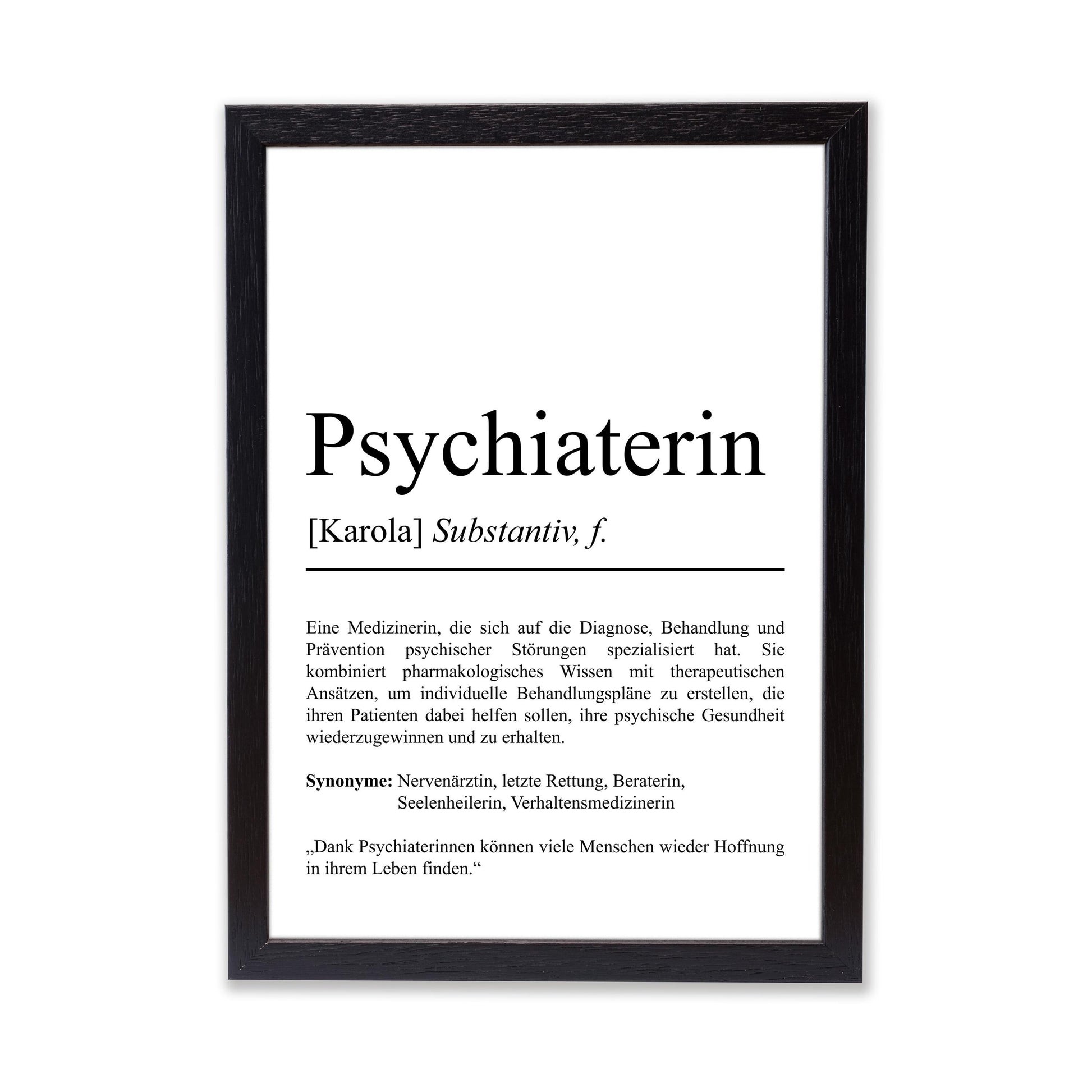 Psychiaterin Definition Poster personalisierbar mit Namen Beruf Poster Psychiaterin Geschenk Einzug Geburtstag Psychiaterin Poster