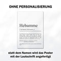 Hebamme Definition Poster personalisierbar mit Namen Beruf Poster Hebamme Geschenk Einzug Geburtstag Geschenk Hebamme Poster Beruf